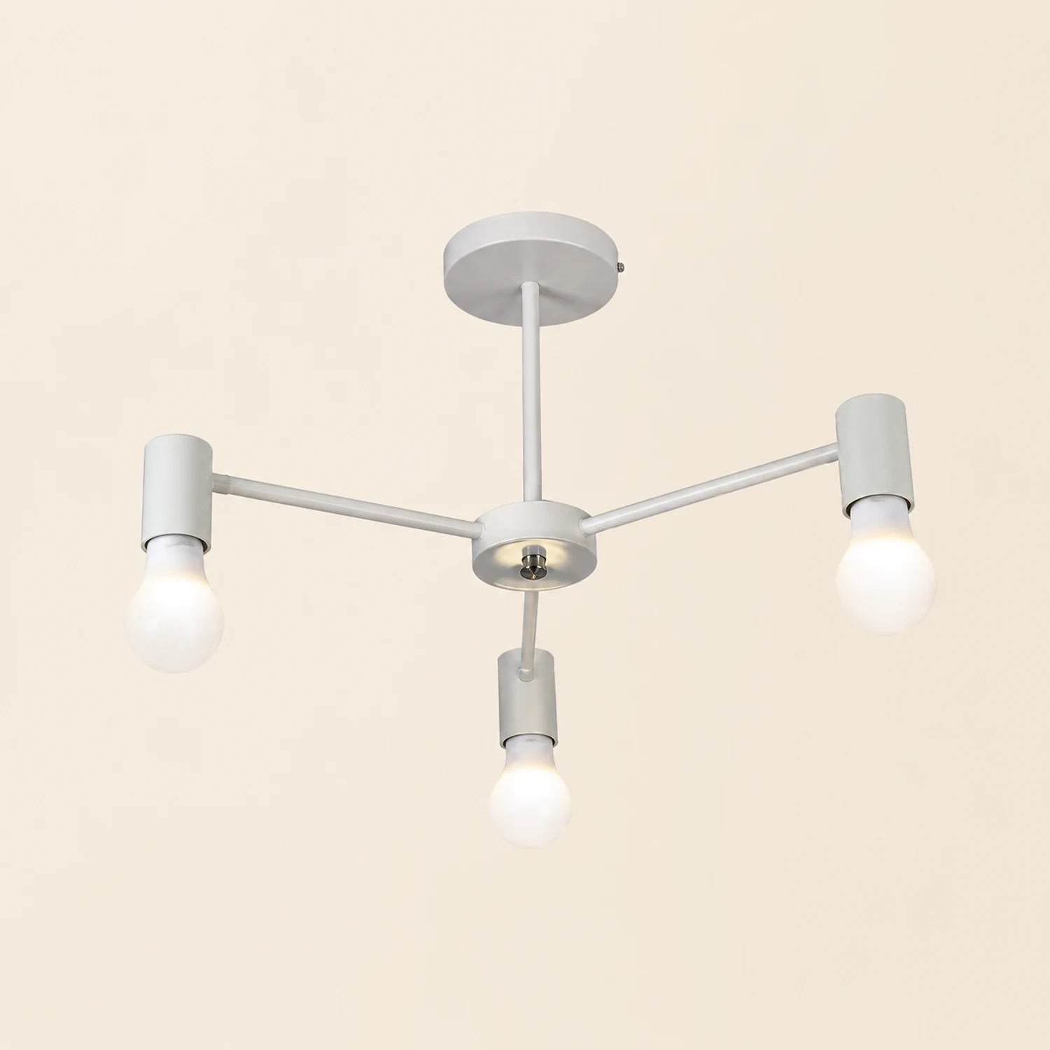 Valentina Industrial Semi Metal Flush Mount Ceiling Light, Black/White, Living Room - Lumpaz