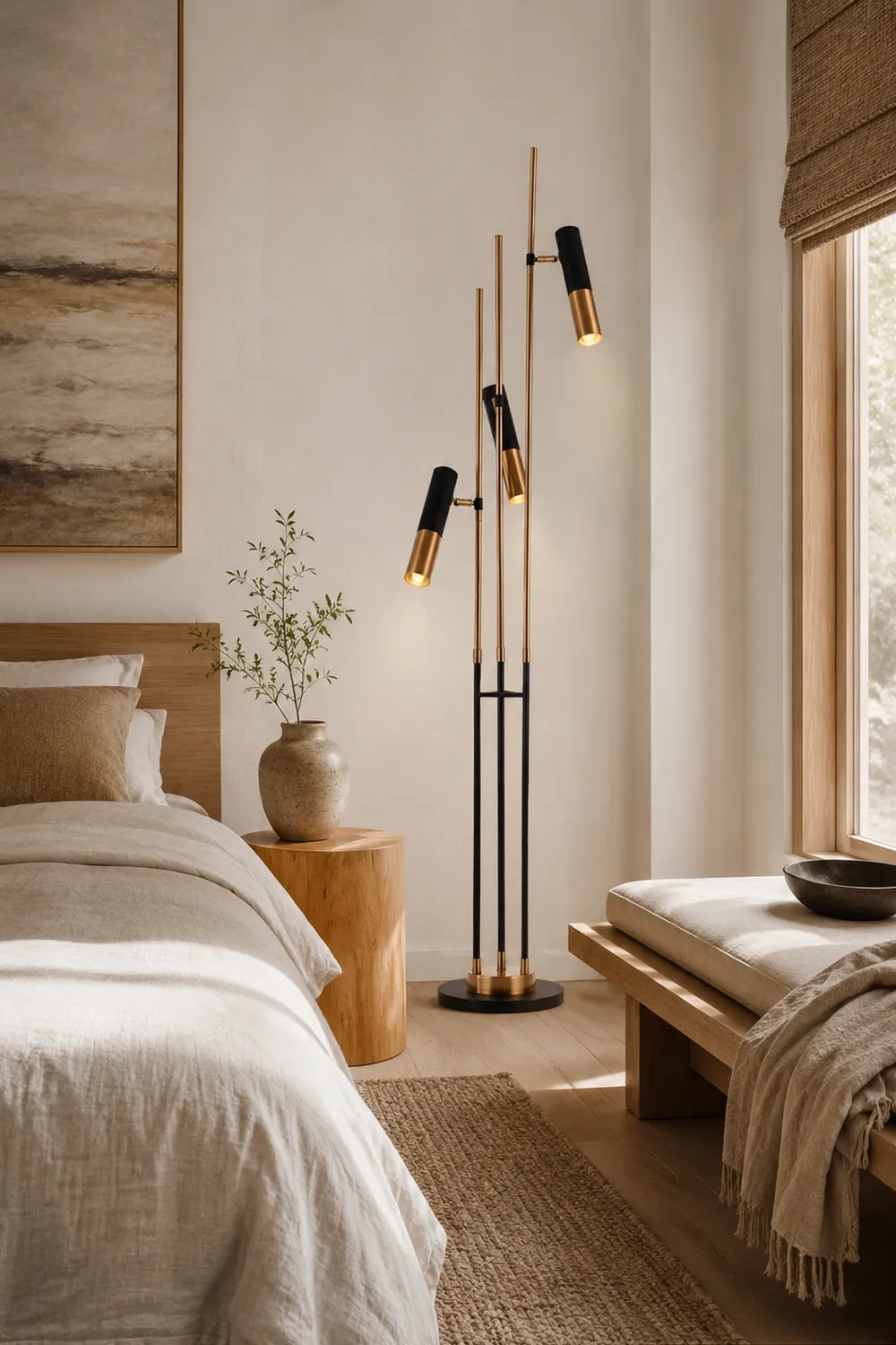 Salgado Modern Tall Metal 3 Bulb Floor Lamp, Black - Lumpaz