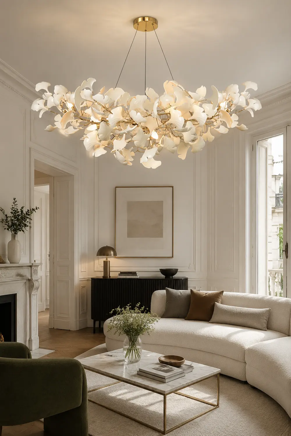 Ophelia Modern Luxury Gold Entryway Chandelier Metal/Ceramics Living Room - Lumpaz