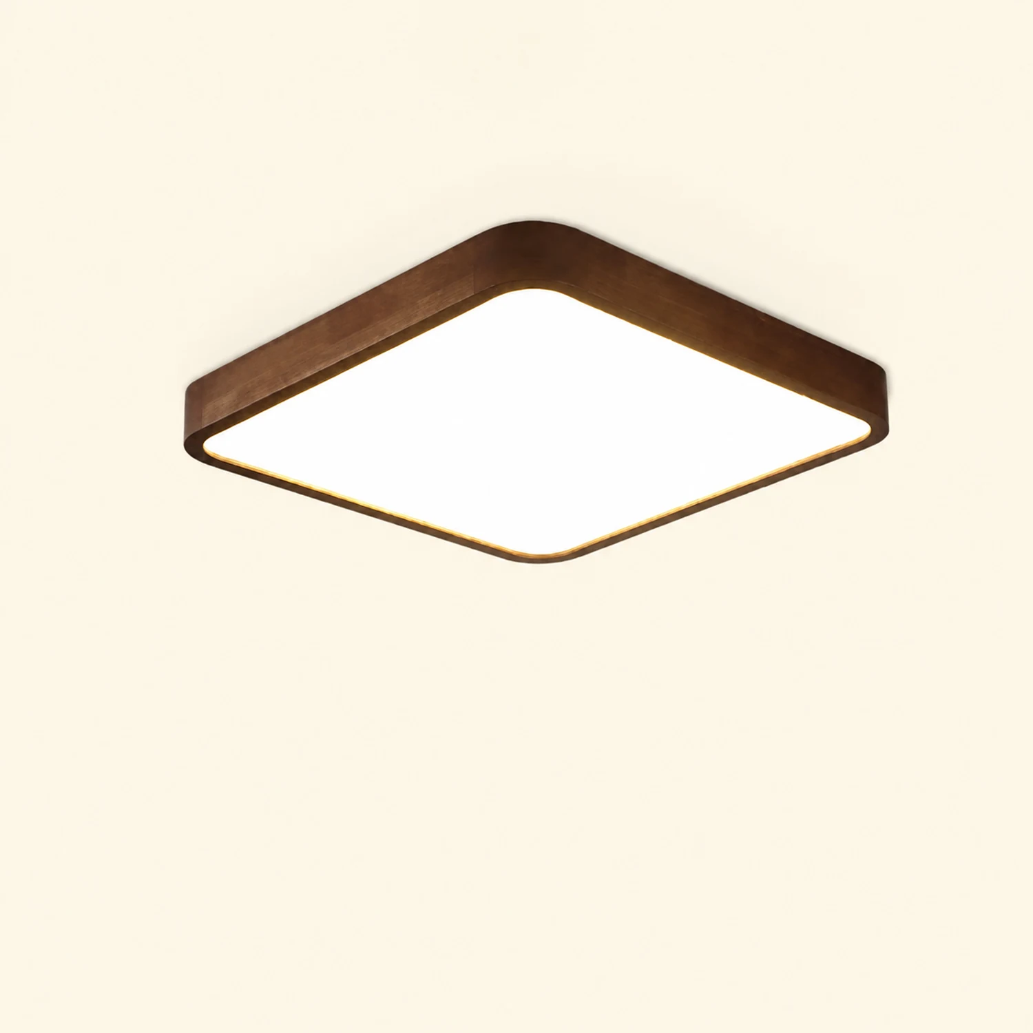 Ozawa Modern Geometric Walnut LED Flush Mount Ceiling Light - Lumpaz