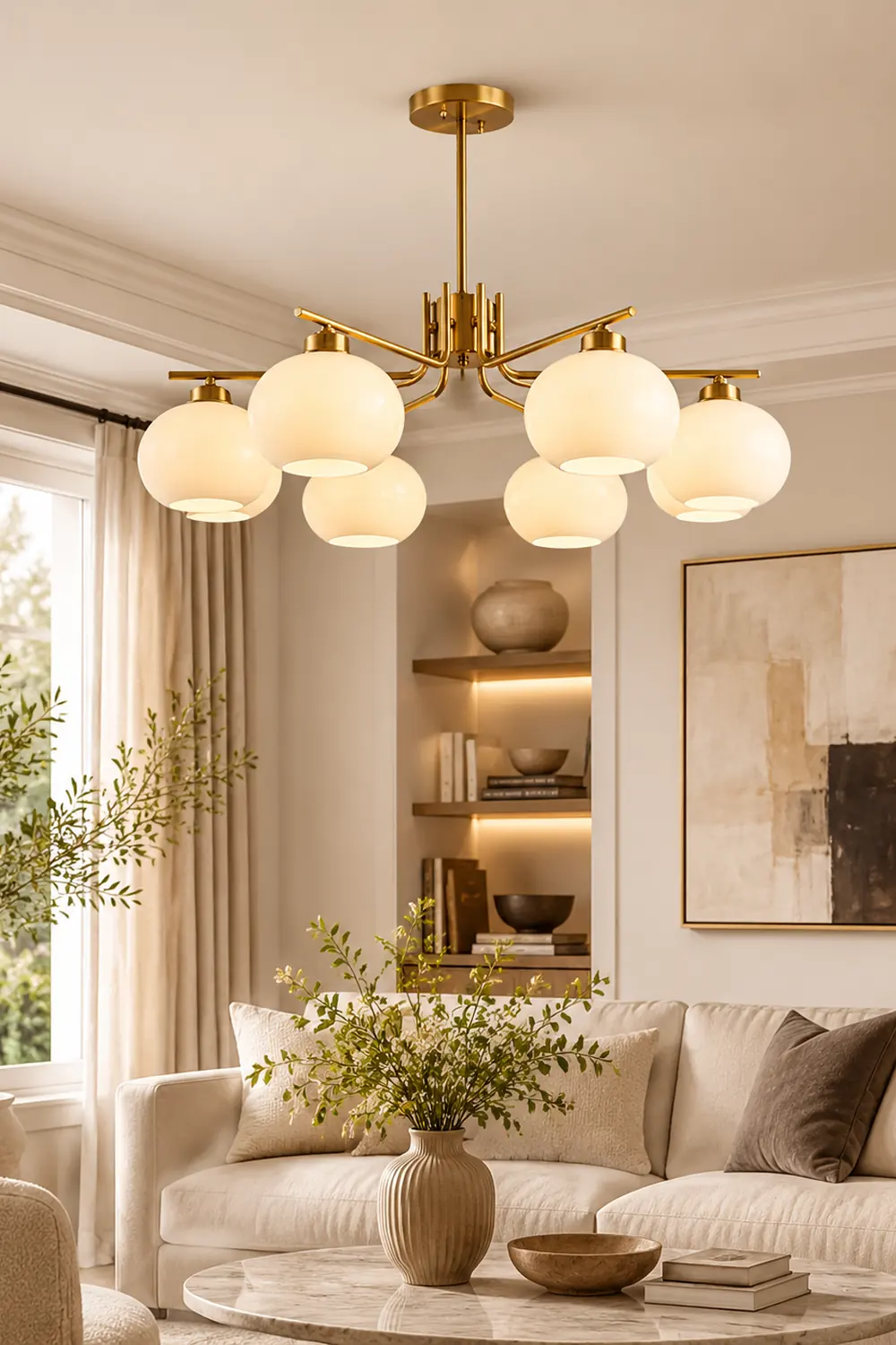 Valentina Pendant Light Semi-Circular Modern, Metal/Glass, Gold/Nickel, Dining Room - Lumpaz