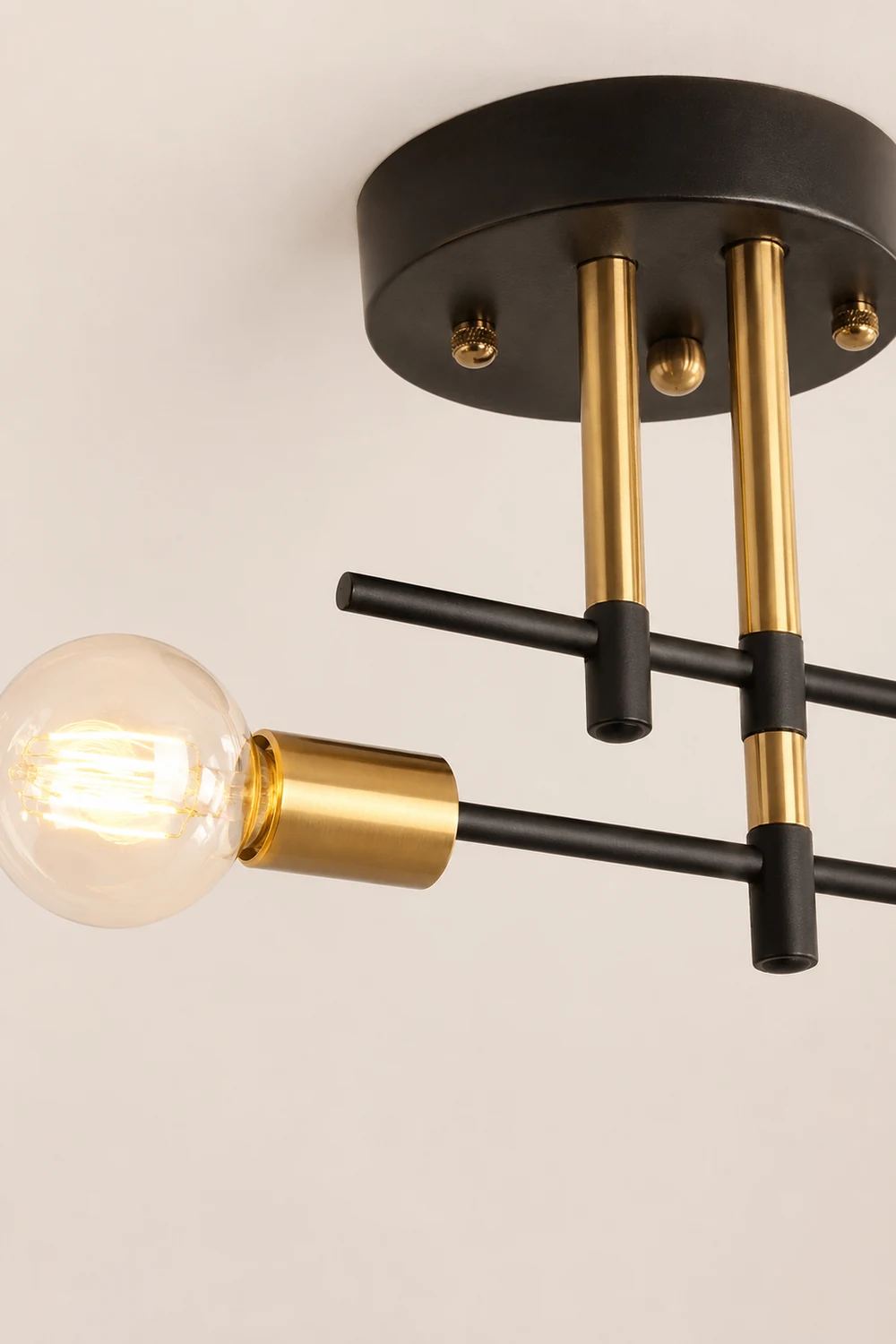 Valentina Flush Mount Ceiling Light Globe Modern, Metal/Glass, Balck, Dining Room - Lumpaz