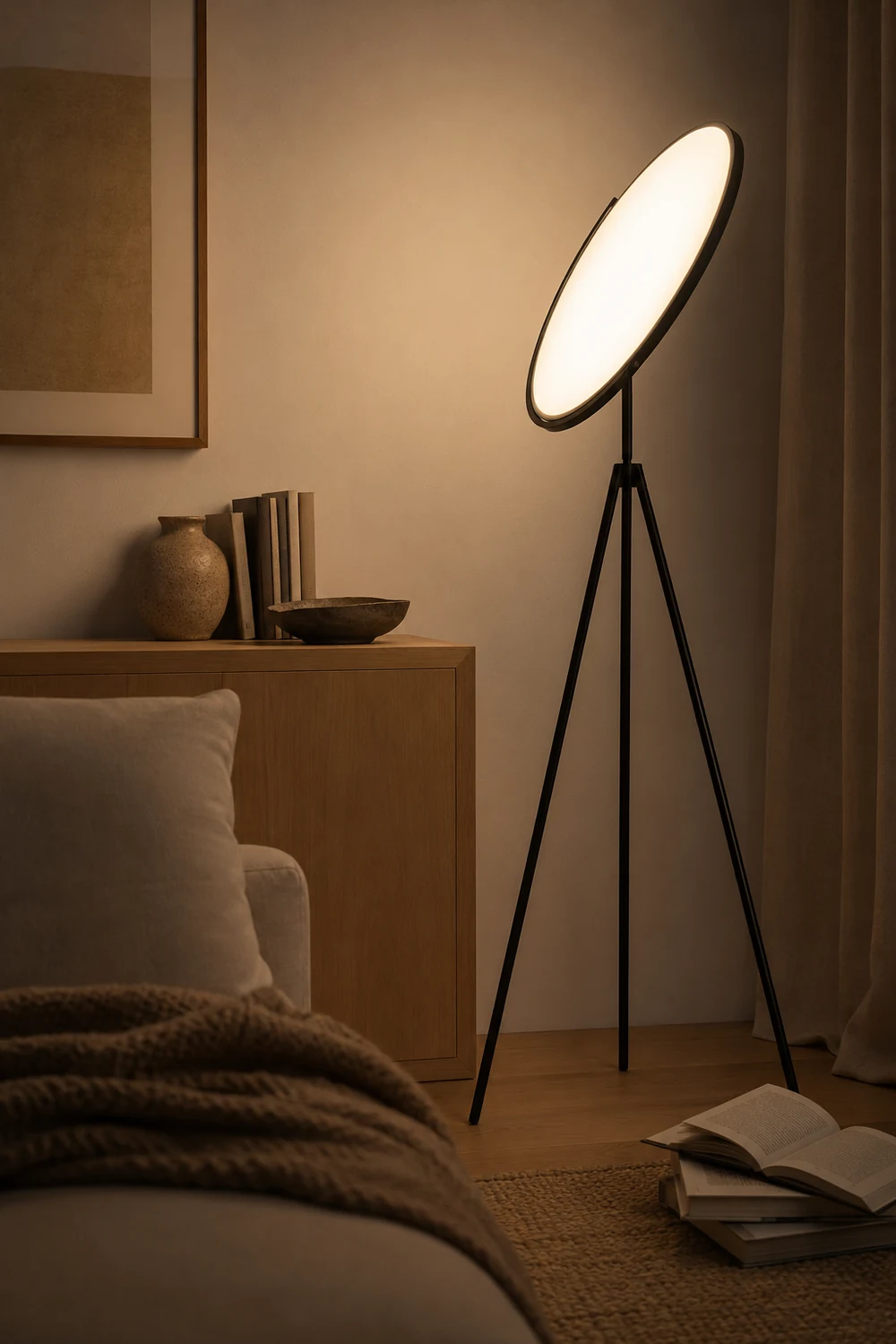 Salgado Modern Minimalist Metal Tripod Projector Floor Lamp, Black/White - Lumpaz