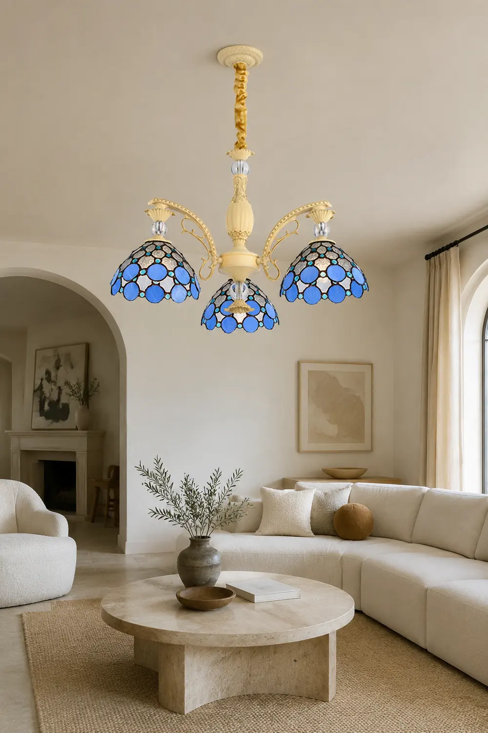 Alessio Mediterranean Branch Glass/Metal Chandelier, Blue - Lumpaz