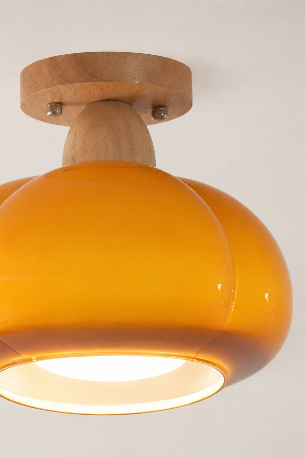 Hailie Modern LED Pumpkin Creativity Ceiling Light Glass Wood Aisle/Hallway/Bedroom/Living Room - Lumpaz