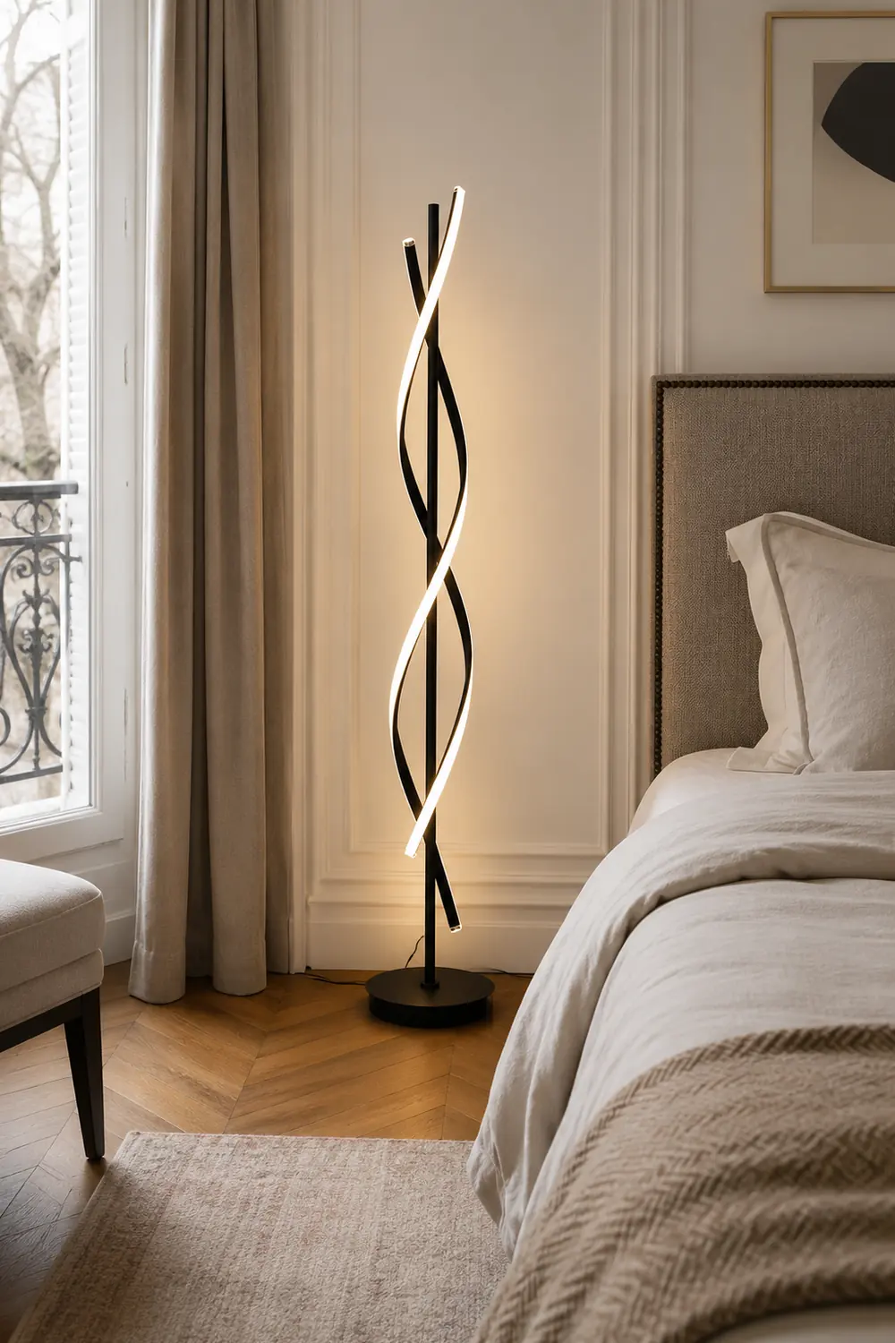 Postmodern Linear Acrylic Floor Lamp, Black/White - Lumpaz
