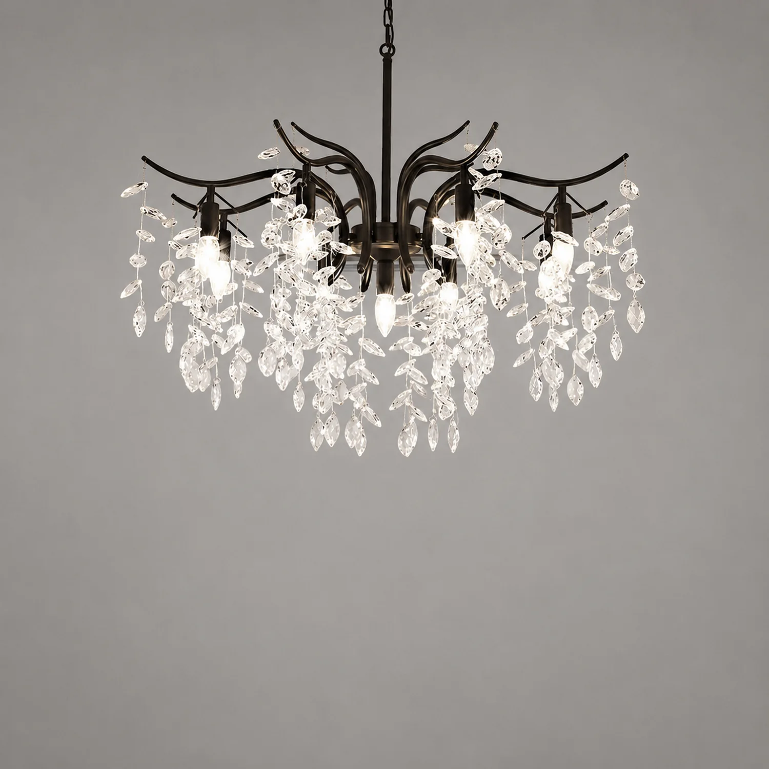 Marilyn Modern Crystal Metal Luxury Chandelier Black Gold Living Room - Lumpaz