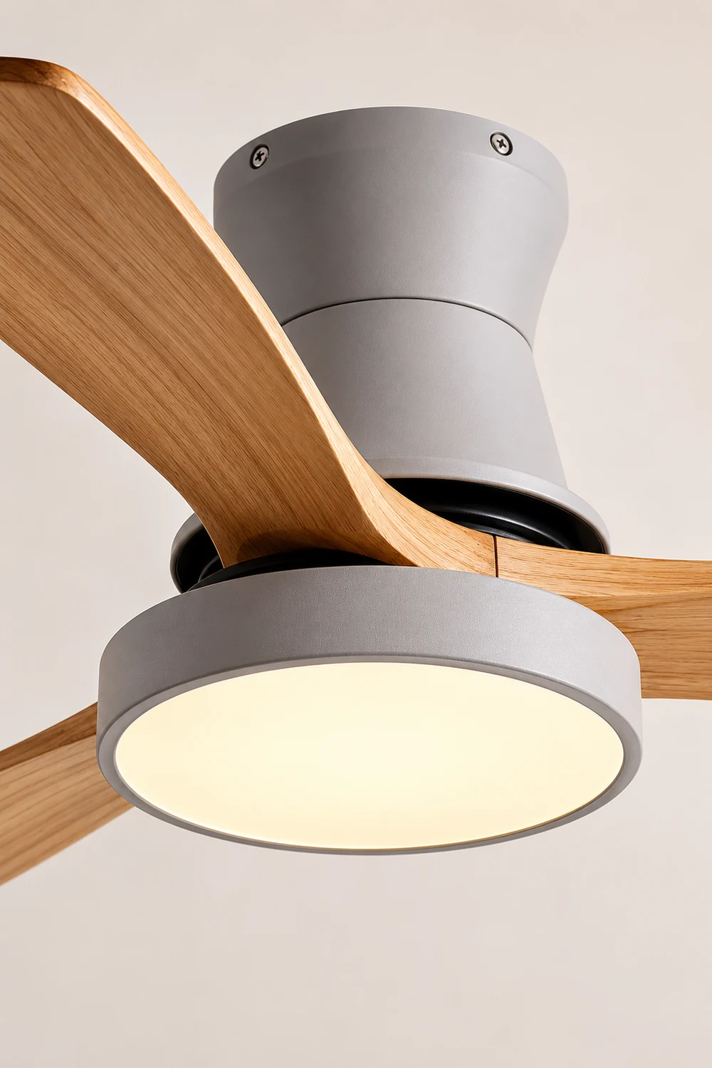 Walters 3-Blade White & Gray Ceiling Fan with Light, Metal & Wood, DIA 52'' - Lumpaz
