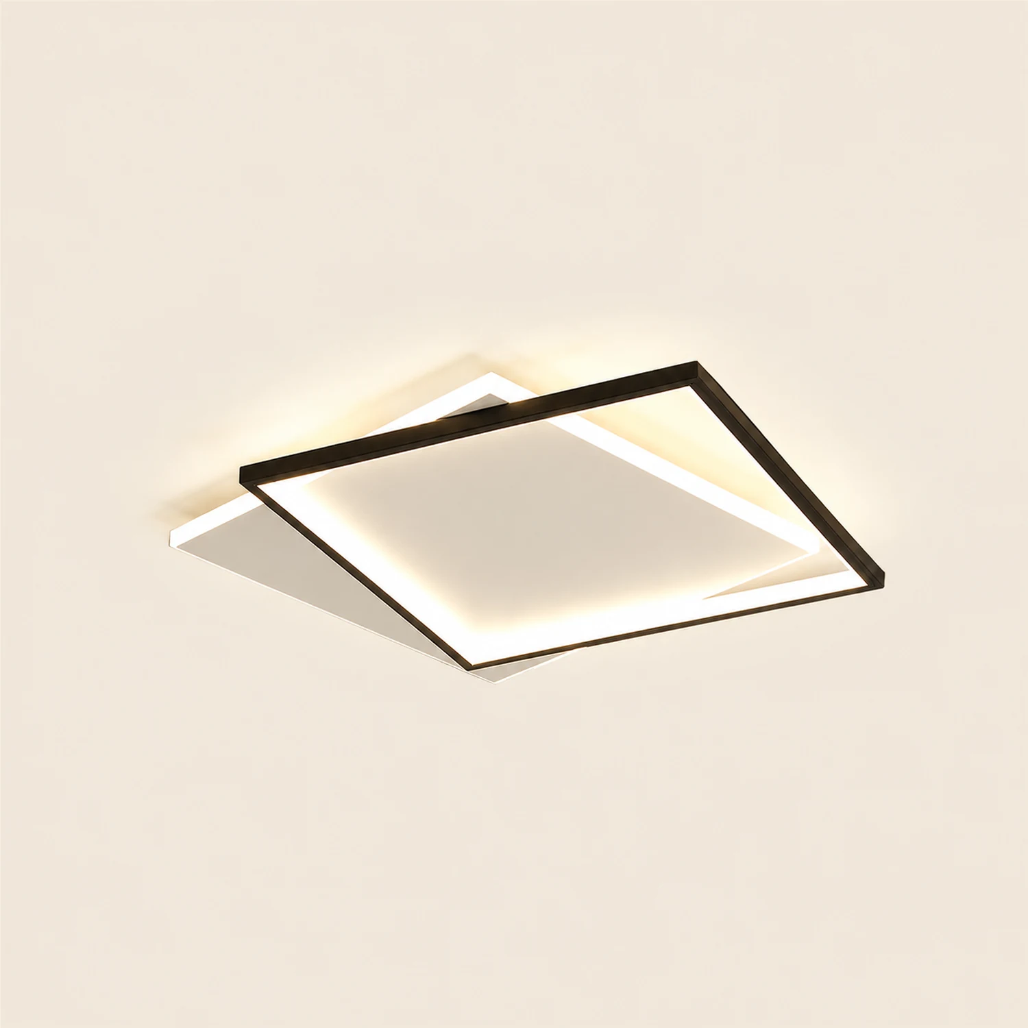 Quinn Modern Square/ Round Flush Mount Ceiling Light, Black with White - Lumpaz