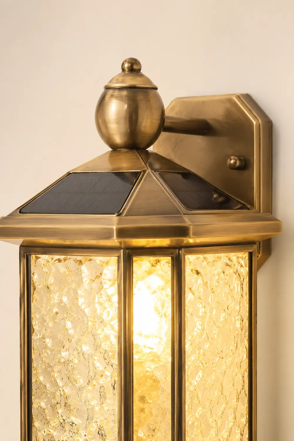 23.62-In. European Copper Dimmable Hardwired/Solar Outdoor Wall Lights - Lumpaz