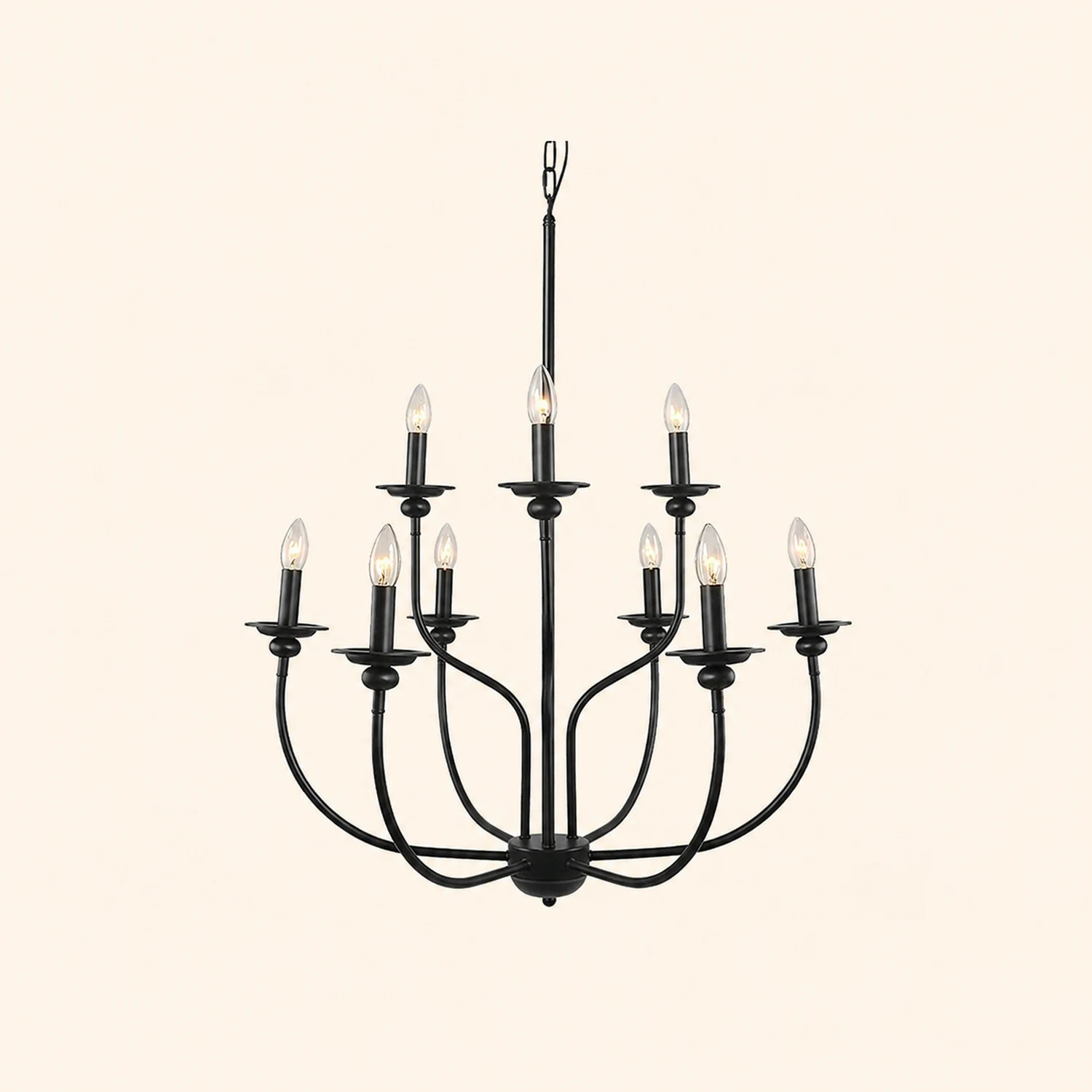 Silva Modern LED Chandelier Black Metal Bedroom Living Room - Lumpaz
