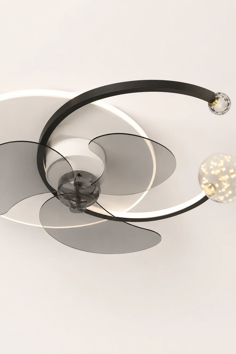 Madina Double-C Starry Ceiling Fan with Light, 2 Color, 24.5" - Lumpaz