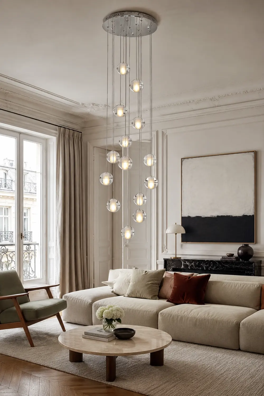 Hailie Modern Multi Clean Globe Pendant Light, Foyer - Lumpaz
