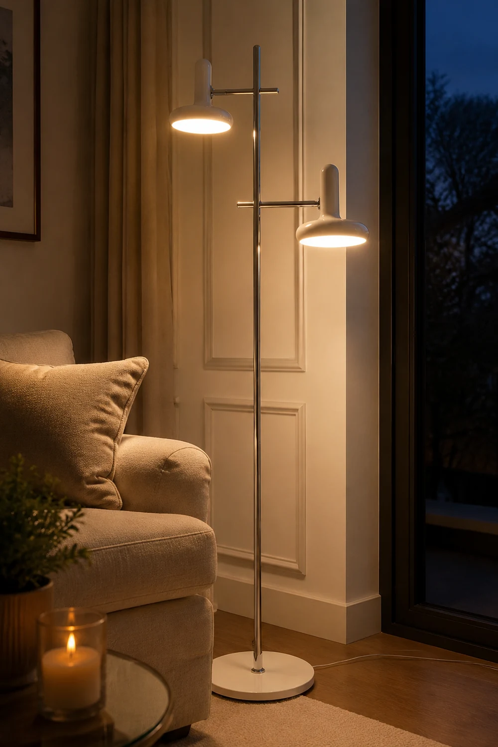 Carins Modern Nordic Minimalist Metal Rotable Floor Lamp, White - Lumpaz
