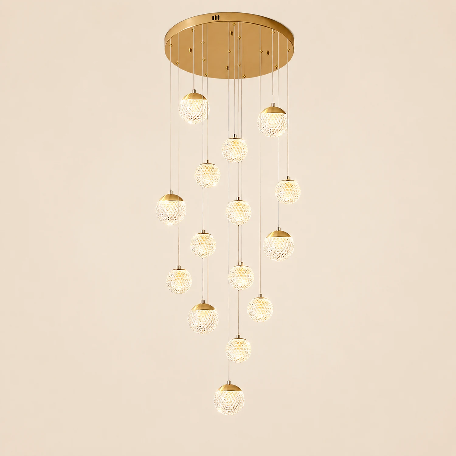 Jibril Multi Staircase Modern Art Deco Pendant Light, Gold - Lumpaz