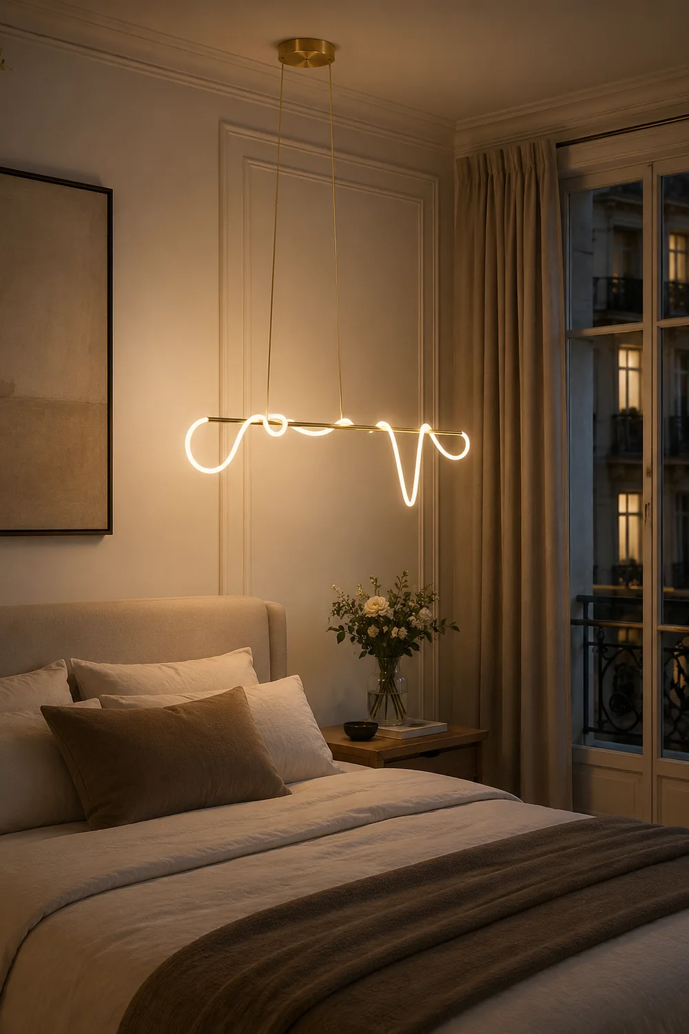 Curved & Linear Semi Flush Mount Ceiling Light, Gold - Lumpaz