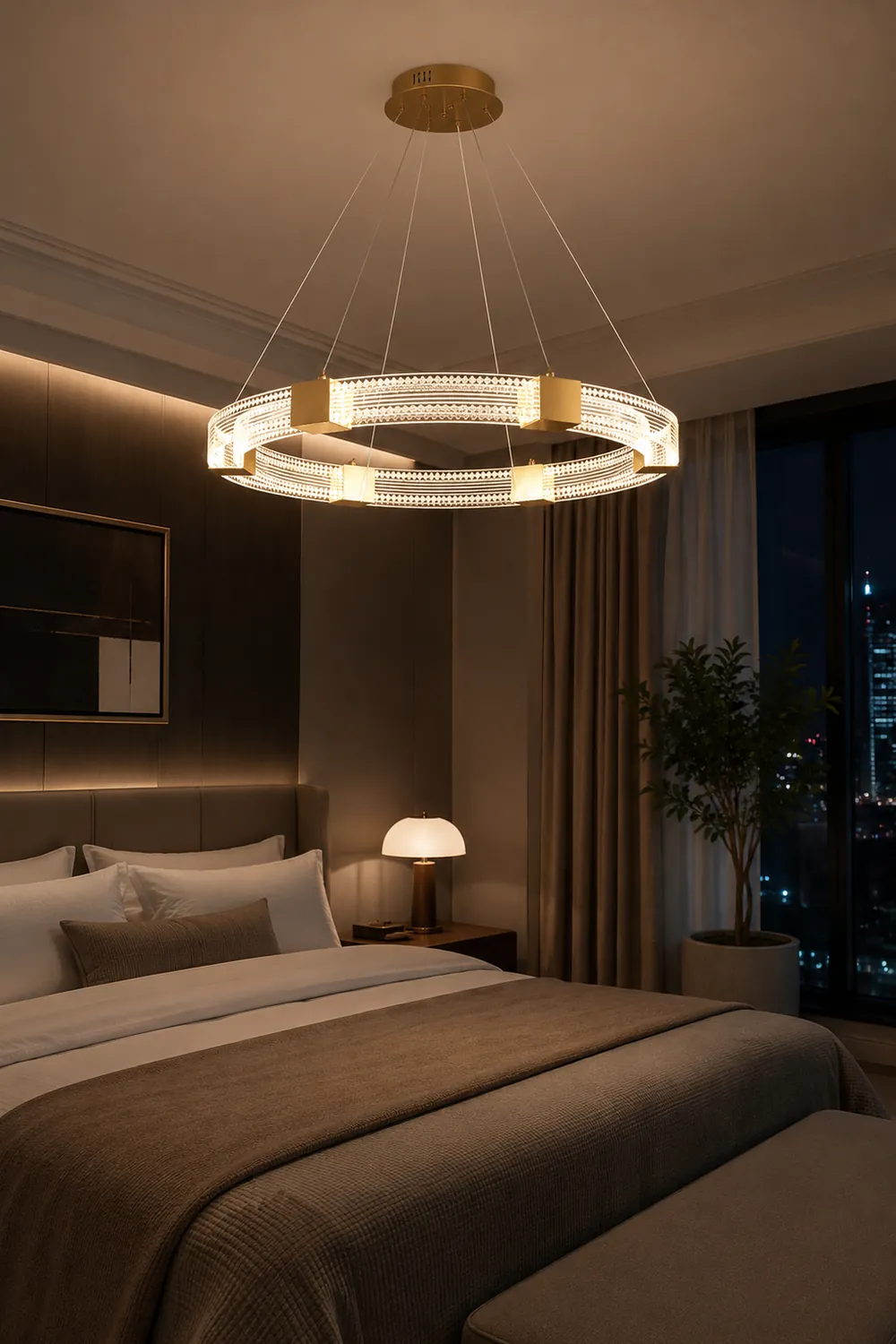 Evette Modern Round/Oval Acrylic/Metal Pendant Light, Gold - Lumpaz