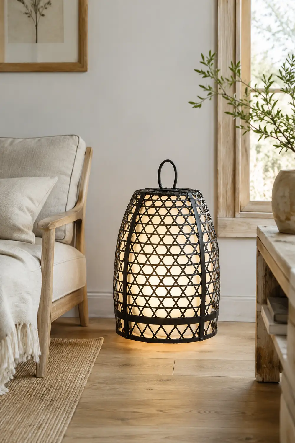 Alessio Retro Cage Shaped Metal Acrylic Floor Lamp - Lumpaz