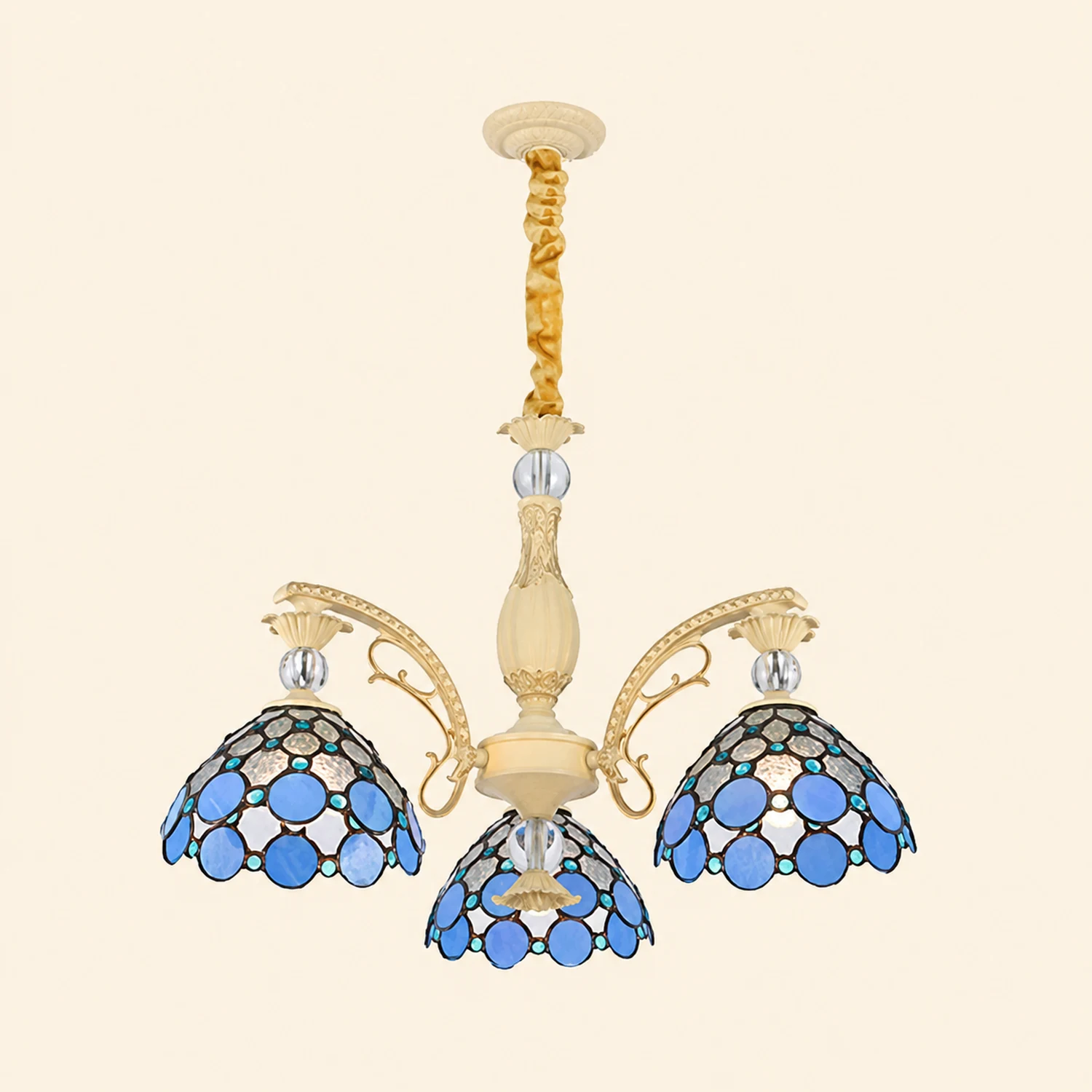 Alessio Mediterranean Branch Glass/Metal Chandelier, Blue - Lumpaz