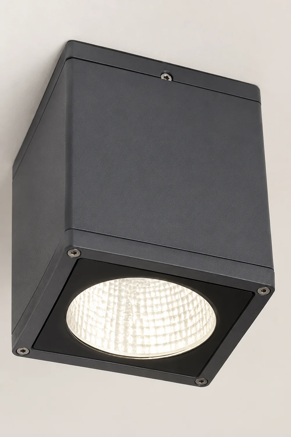 Orr Modern Black Cube Flush Mount Ceiling Light, Metal/Glass - Lumpaz