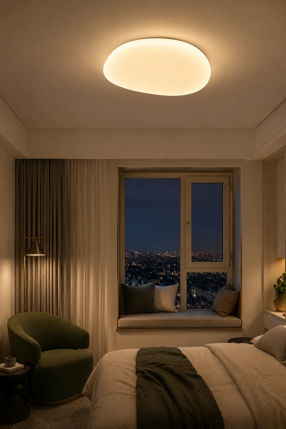 Quinn Modern Pebbles Shape Flush Mount Ceiling Light White Bedroom - Lumpaz