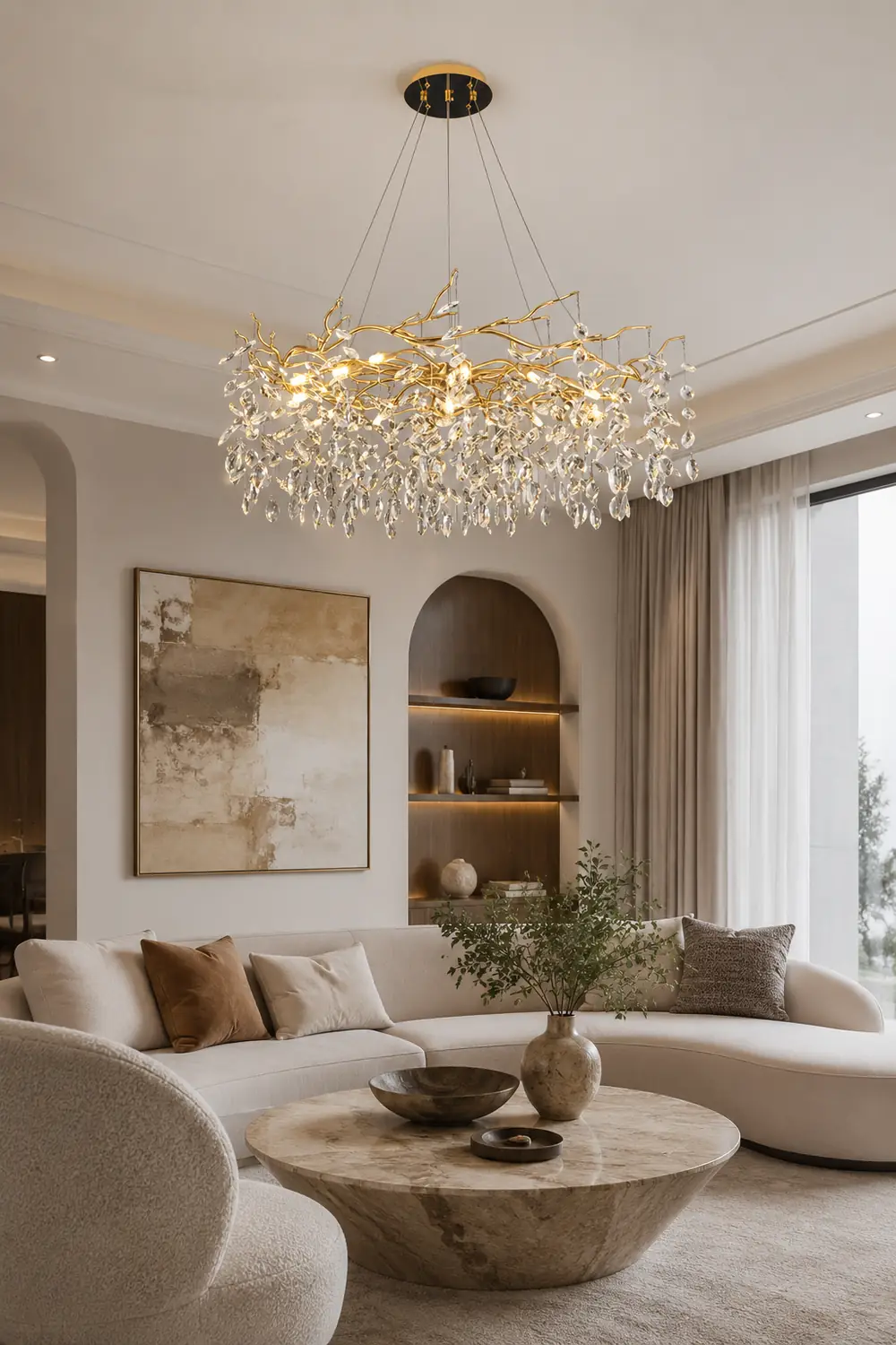 Marilyn Contemporary Gold Glass Crystal Chandelier - Lumpaz