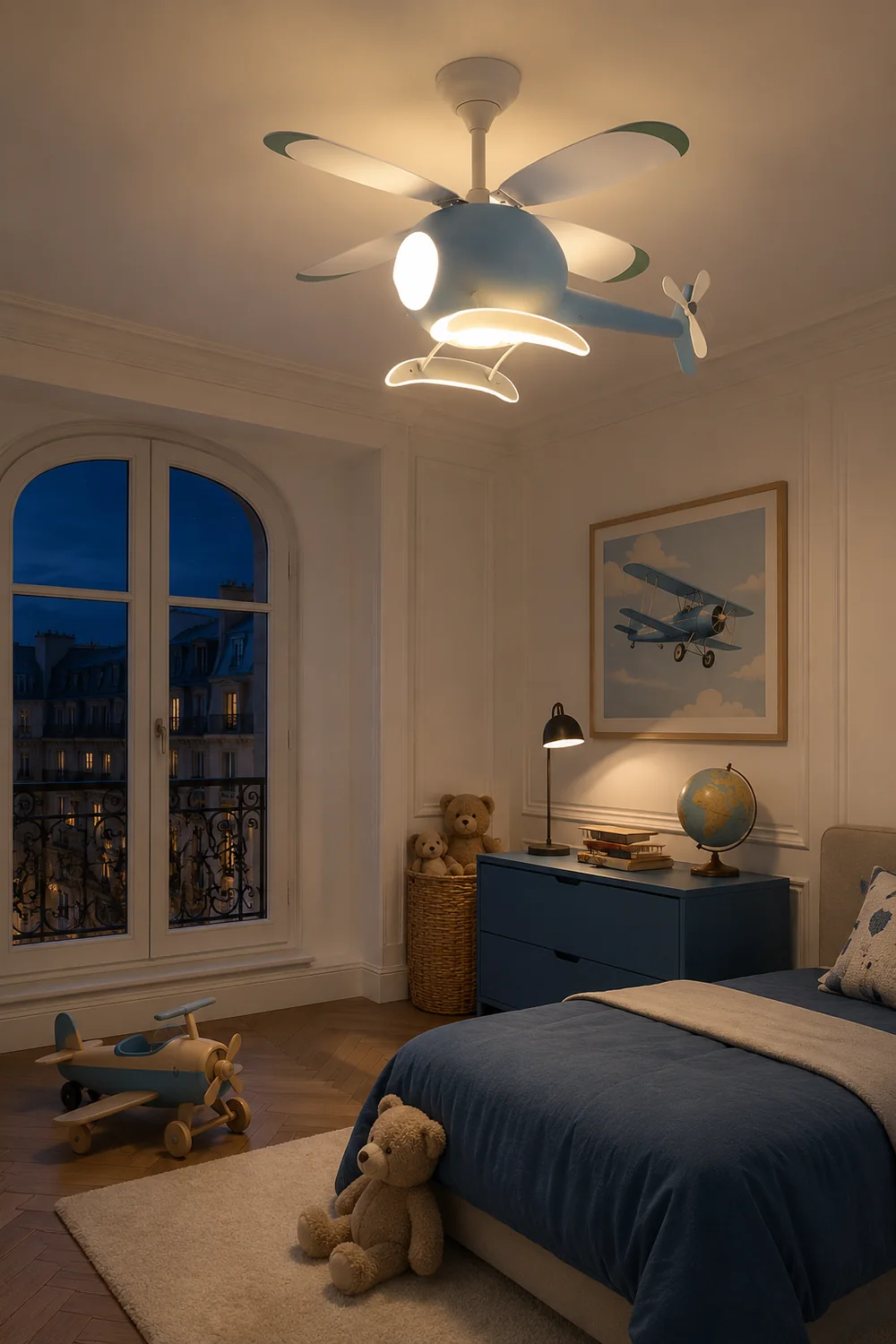 Minori 4-Blade Blue Jet DC Ceiling Fan with Light, Summer, 31.5'' - Lumpaz