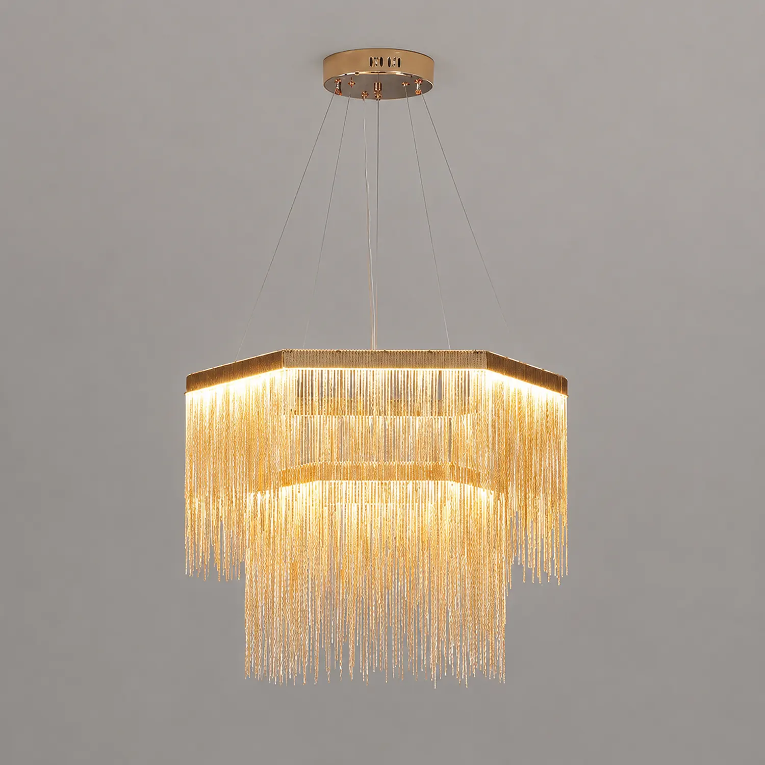 Colon Pendant Light Tassel Luxury, Chain Metal, Gold/Silver, Living Room - Lumpaz