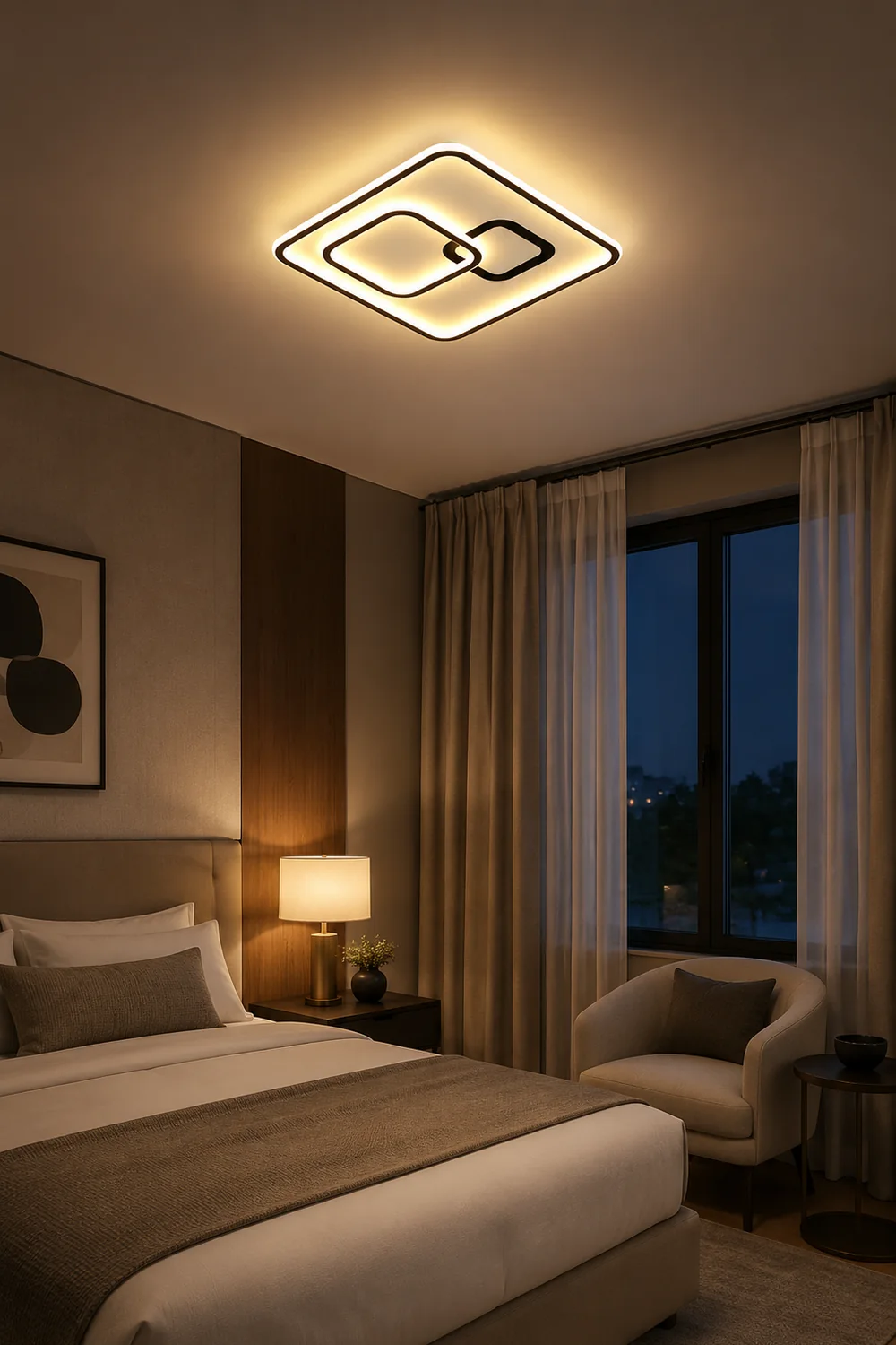Lacey Linear Square Black Flush Mount Ceiling Light - Lumpaz