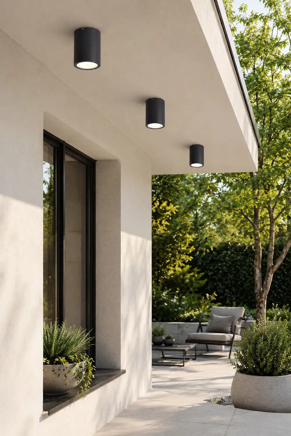 Orr Modern Black Cylindrical Flush Mount Ceiling Light, Metal/Glass - Lumpaz