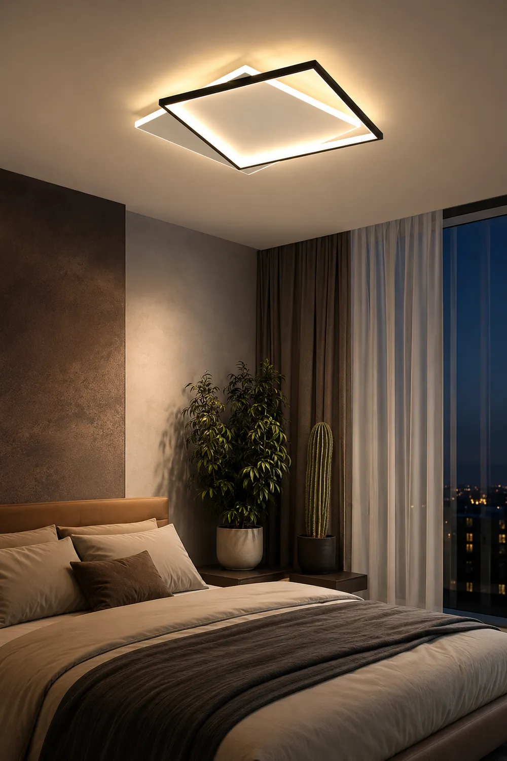 Quinn Modern Square/ Round Flush Mount Ceiling Light, Black with White - Lumpaz