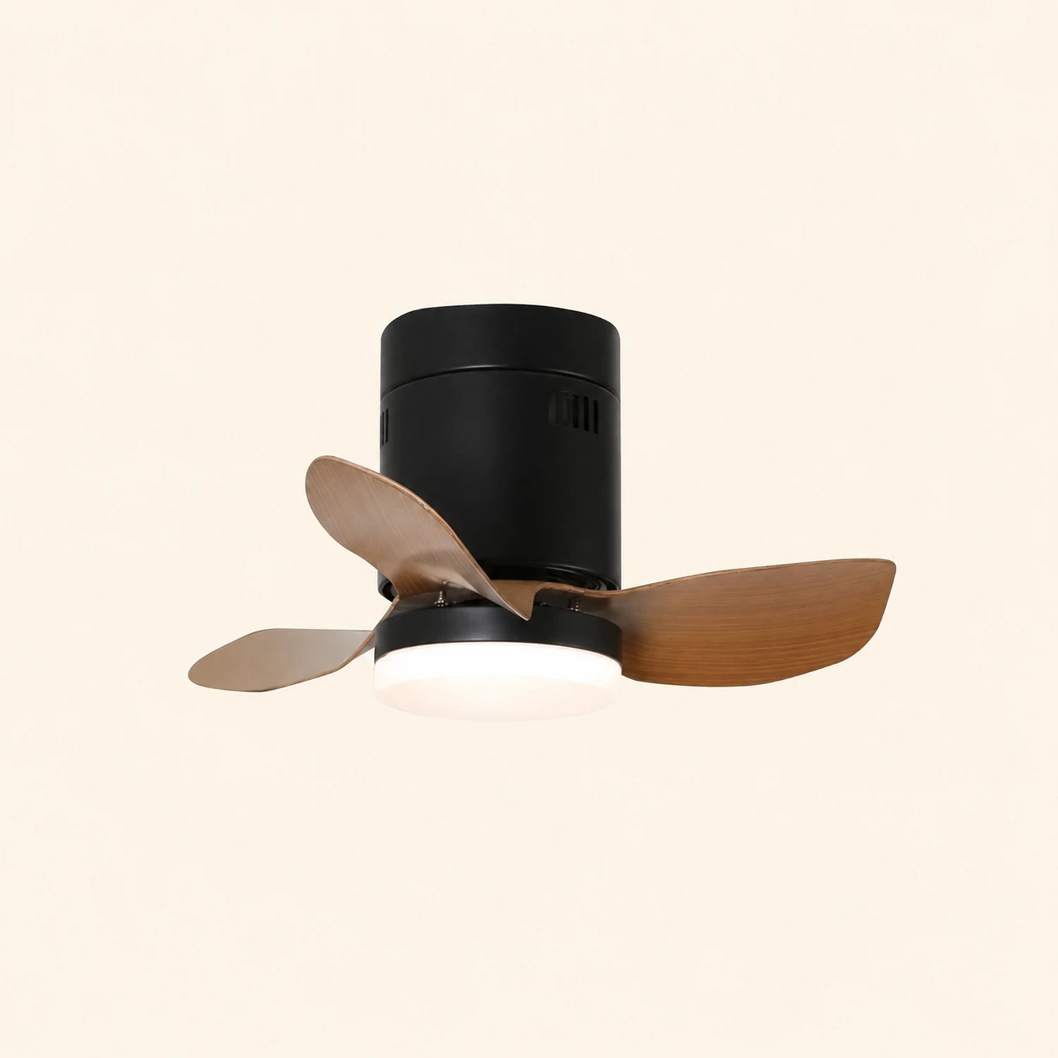Walters 3-Blade Black & Brown Ceiling Fan with Light, DIA 23.6'' - Lumpaz