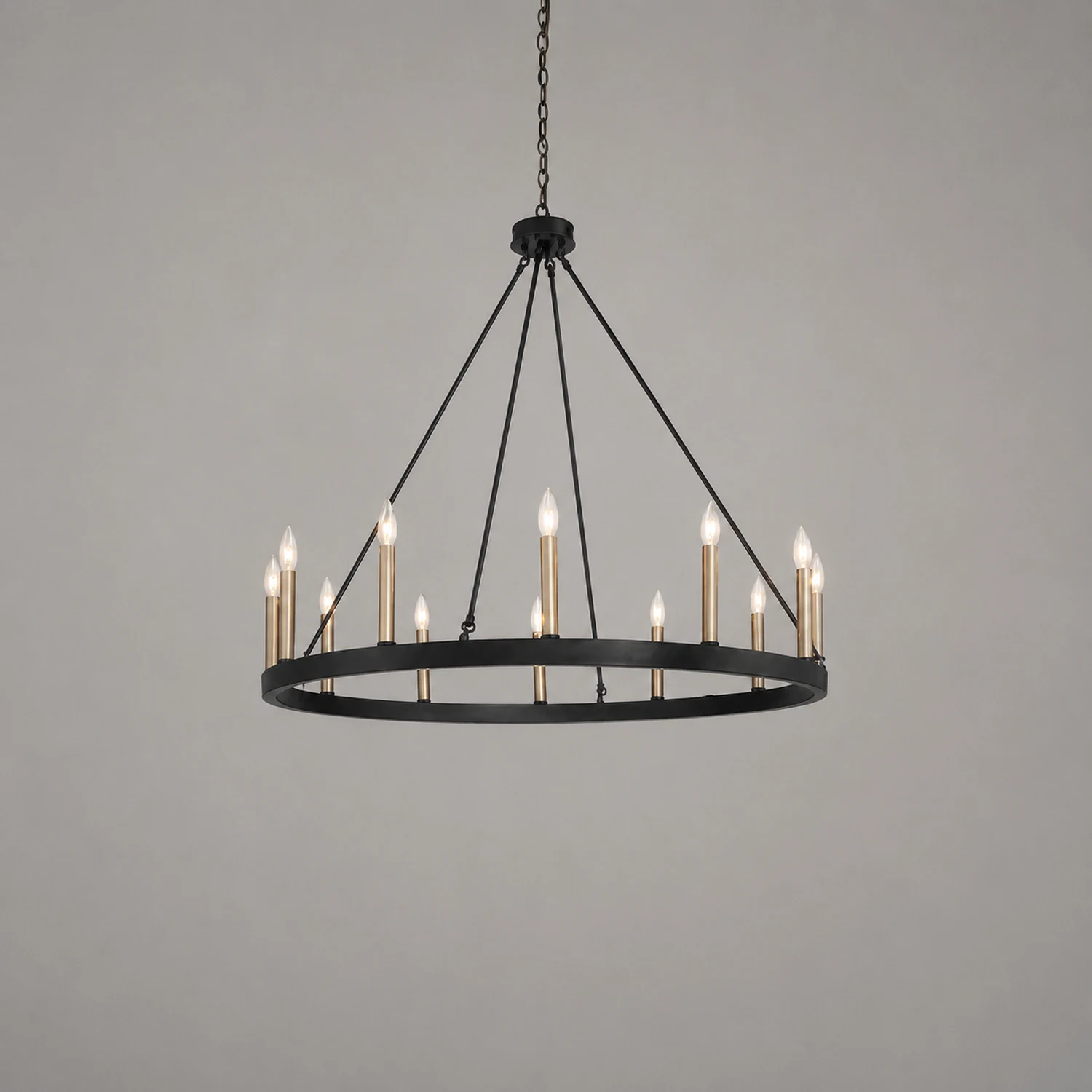 Silva Modern Industrial LED Chandelier Black Metal  Living Room - Lumpaz
