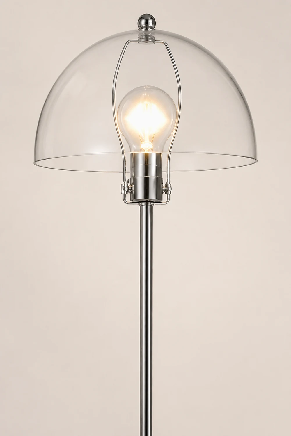 Levy Floor Lamp Round Tree Retro, Glass LED, Transparent, Living Room - Lumpaz