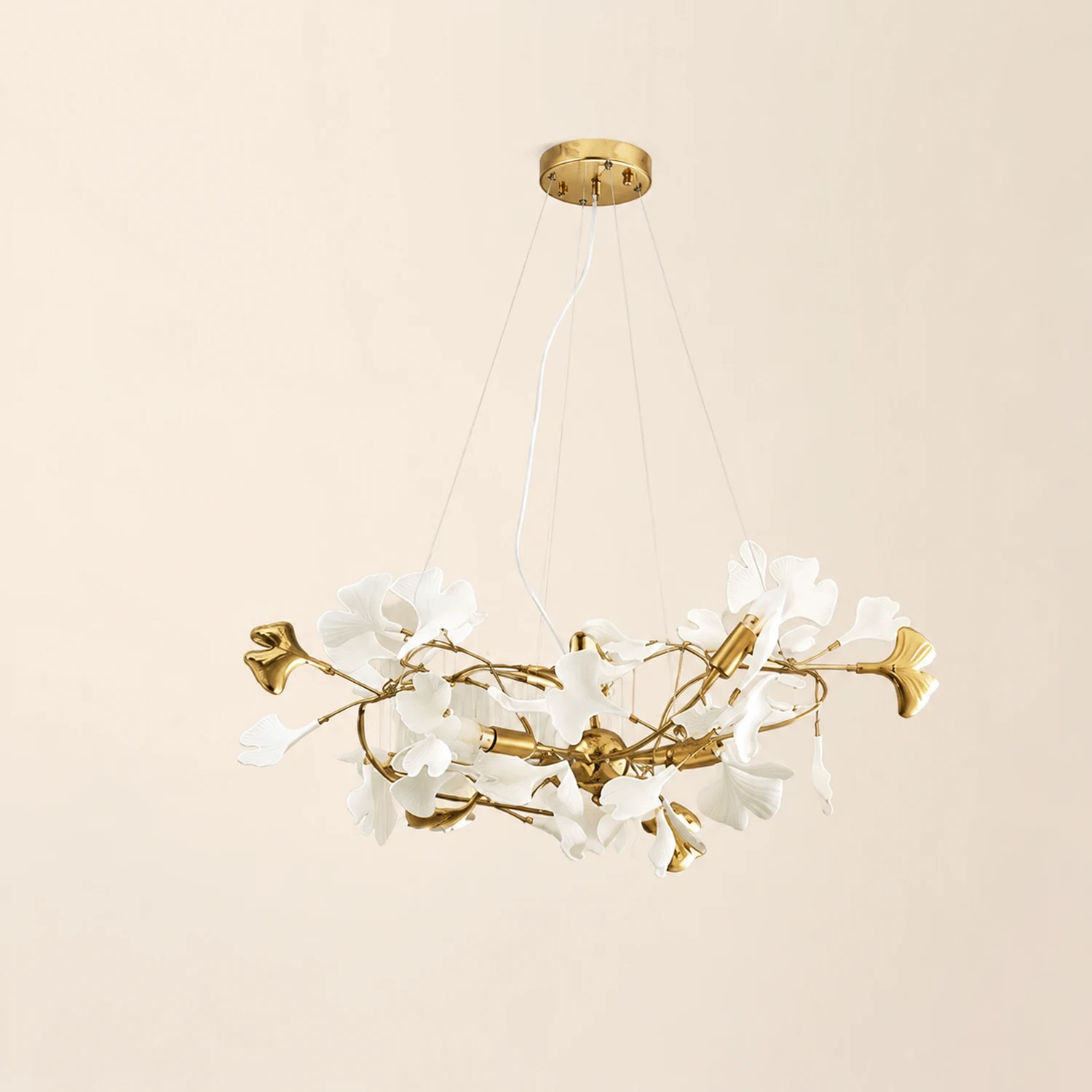 Ophelia Gildglow Luxury Ceramic Chandelier Large Foyer Gingko Leaf Living Room - Lumpaz