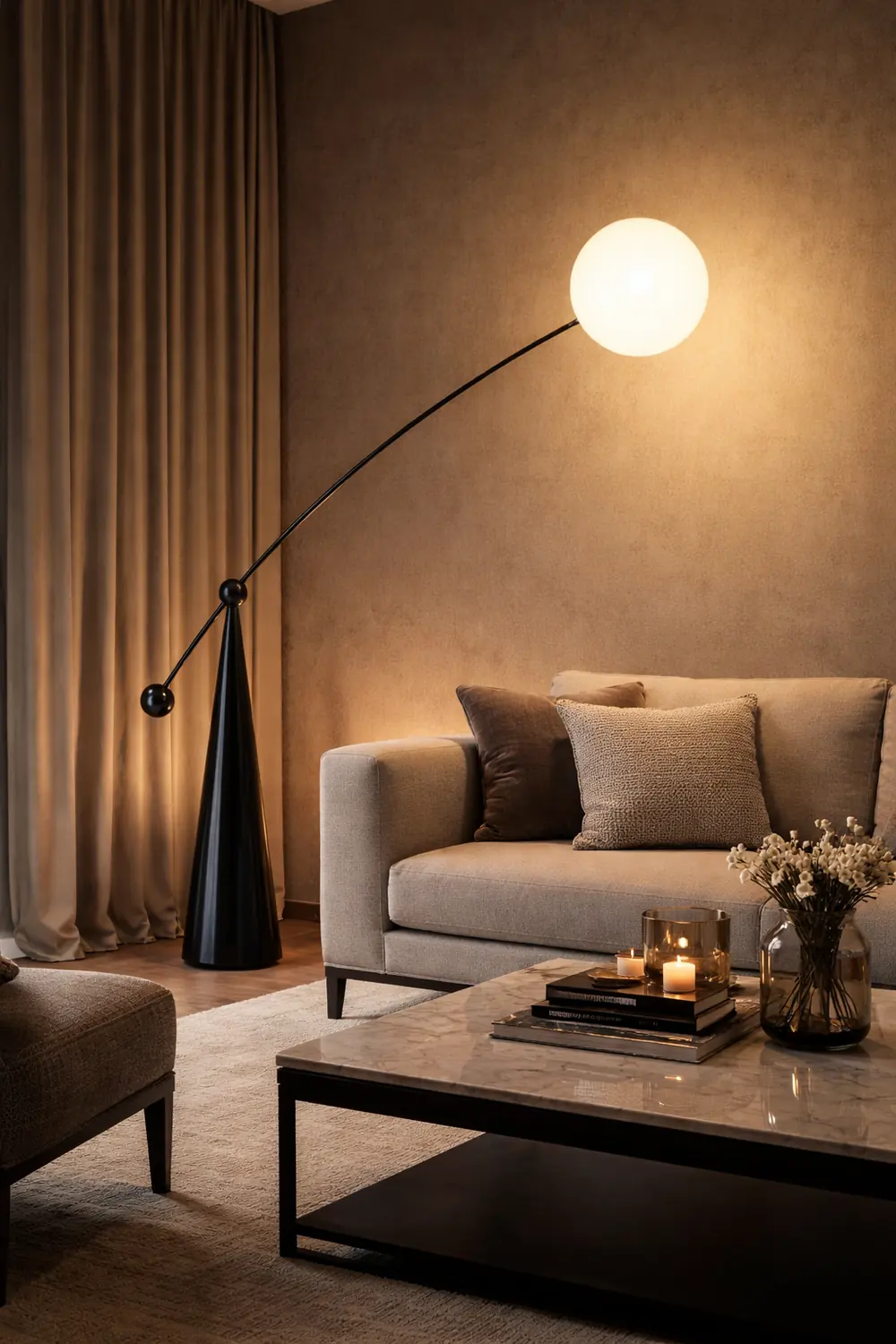 Valentina Floor Lamp Arc/Bubble Modern/Unique, Frosted Glass, White, Bedroom - Lumpaz