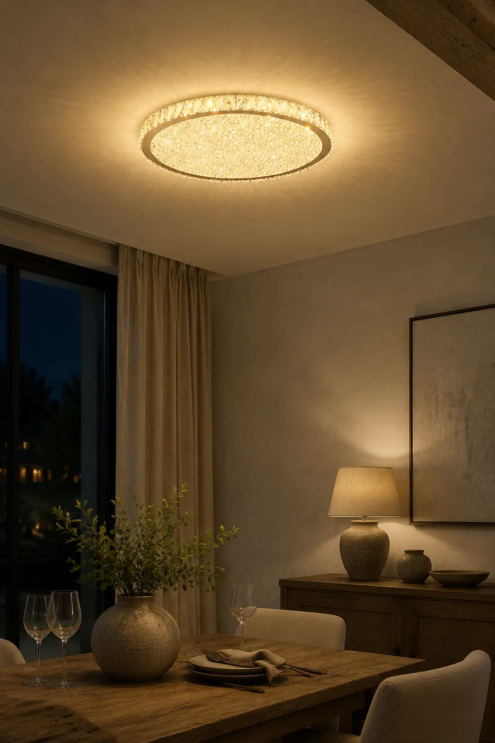 Kristy Round Flush Mount Ceiling Light Clear/Amber Living Room - Lumpaz