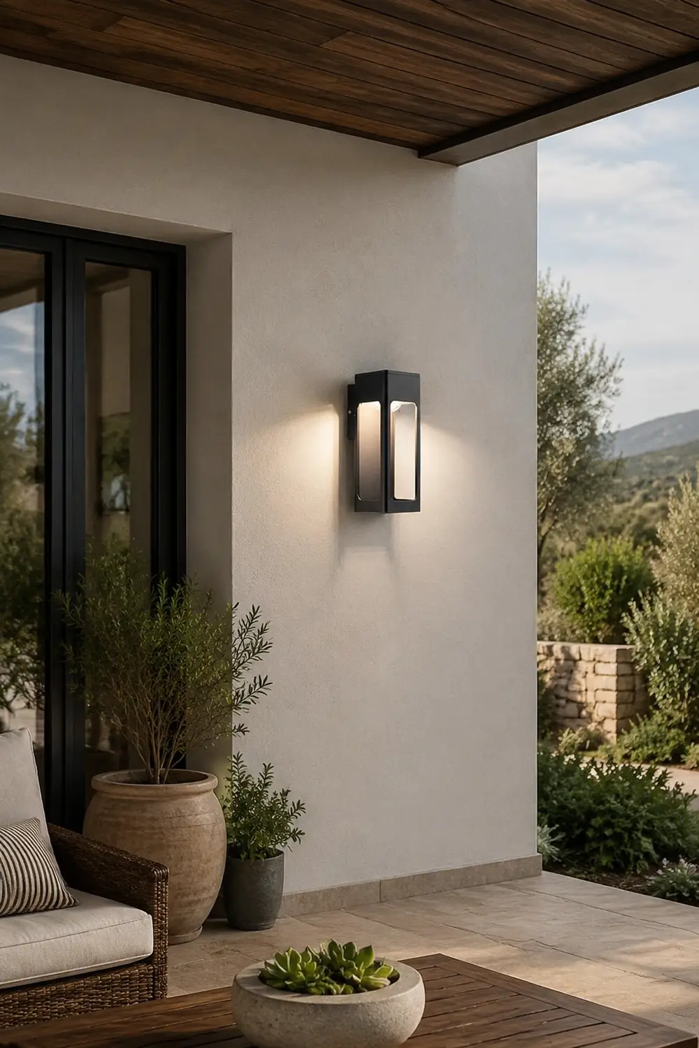 Rectangular IP65 LED Black Modern Outdoor Wall Sconce - Lumpaz