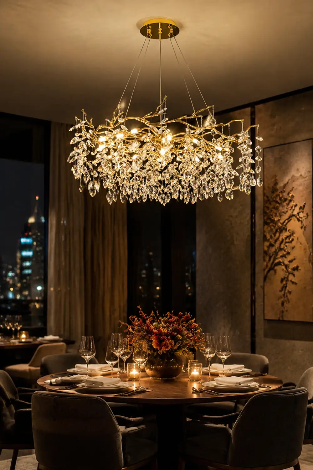 Marilyn Contemporary Gold Glass Crystal Chandelier - Lumpaz