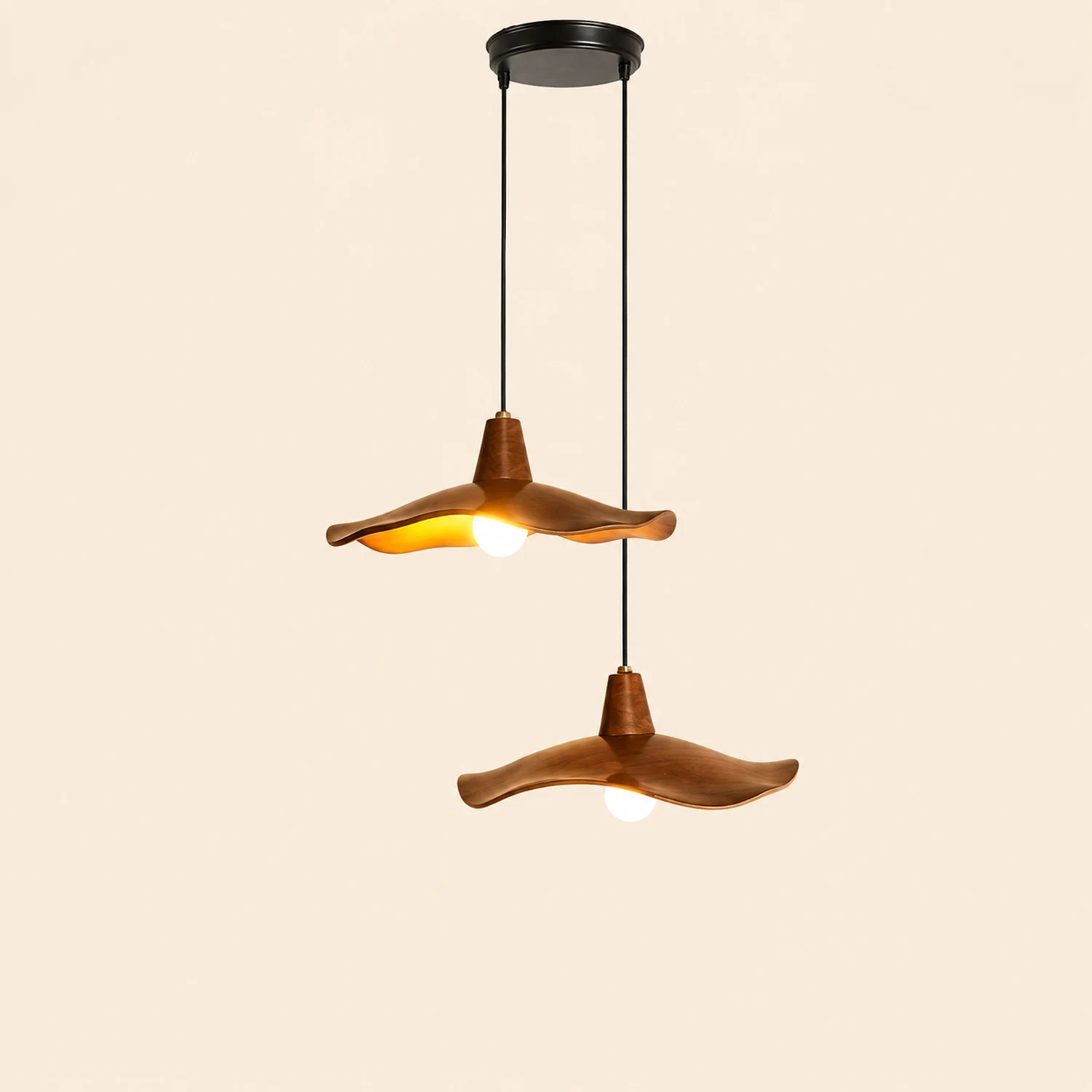 Carins Pendant Light Wave Retro, Mahogany/Resin, Dining Room - Lumpaz