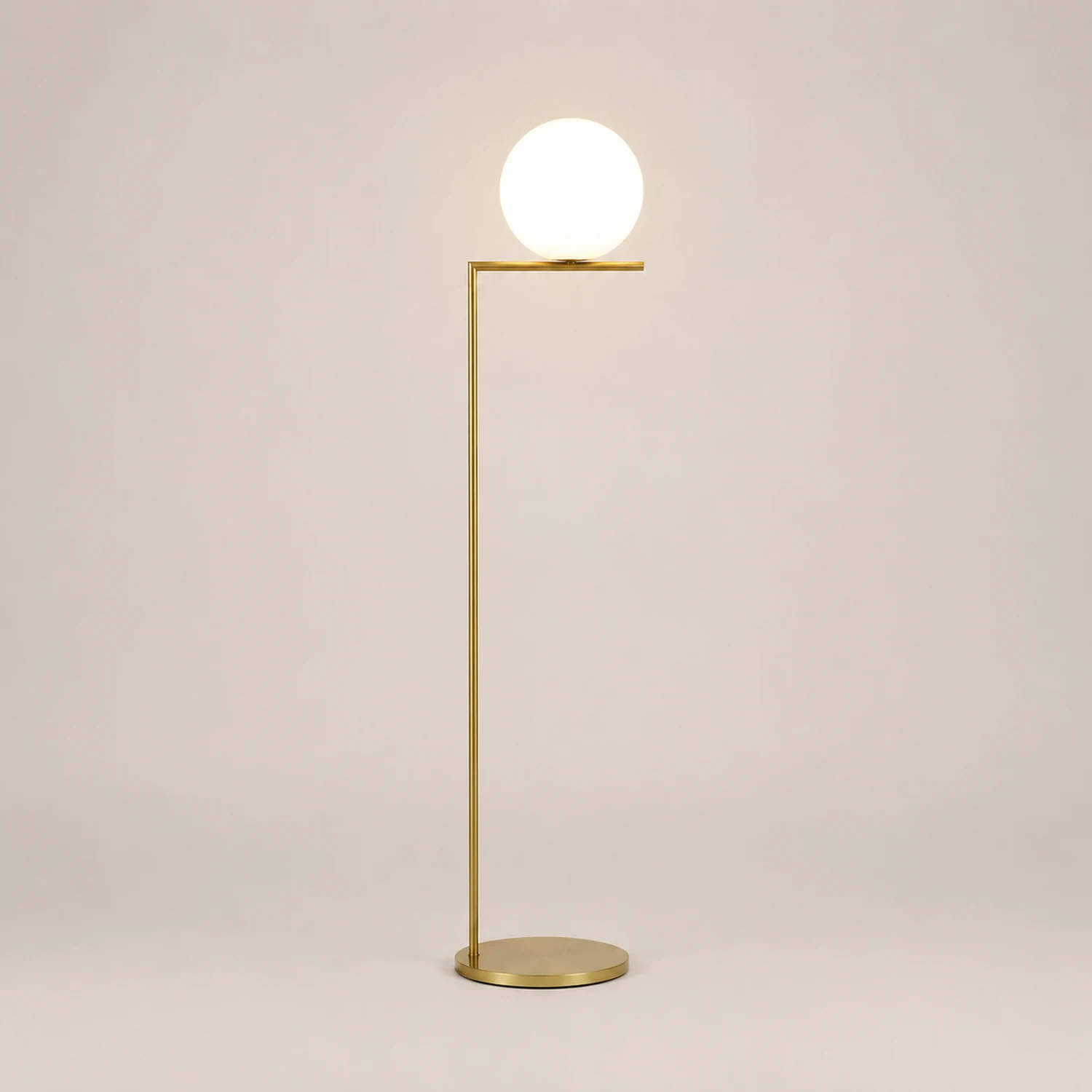 Valentina Modern Right Angle Globe Metal/Glass Standing Floor Lamp, Brass/Silver - Lumpaz