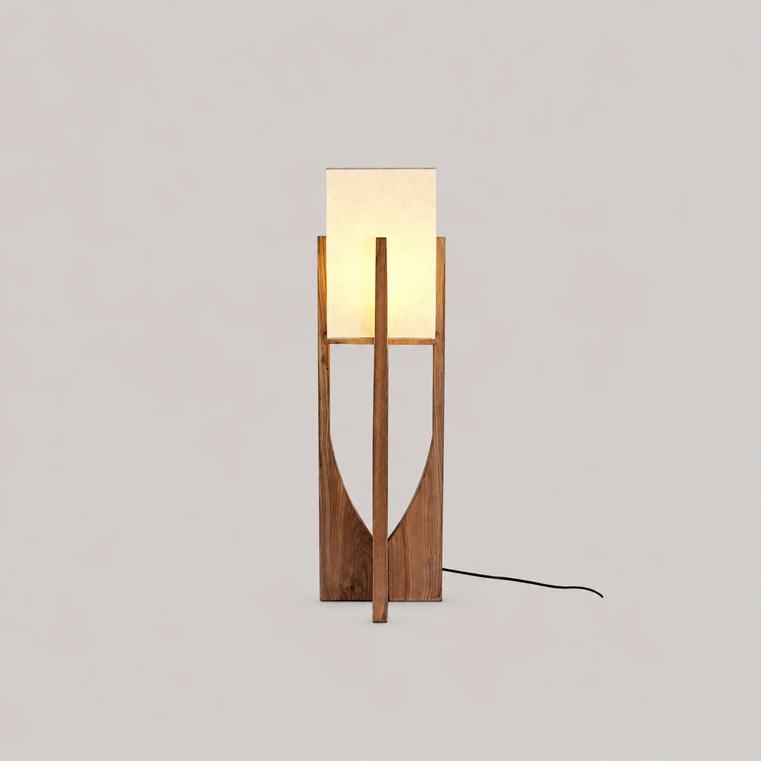 Ozawa Natural Rectangular Wood/Fabric Floor Lamp - Lumpaz