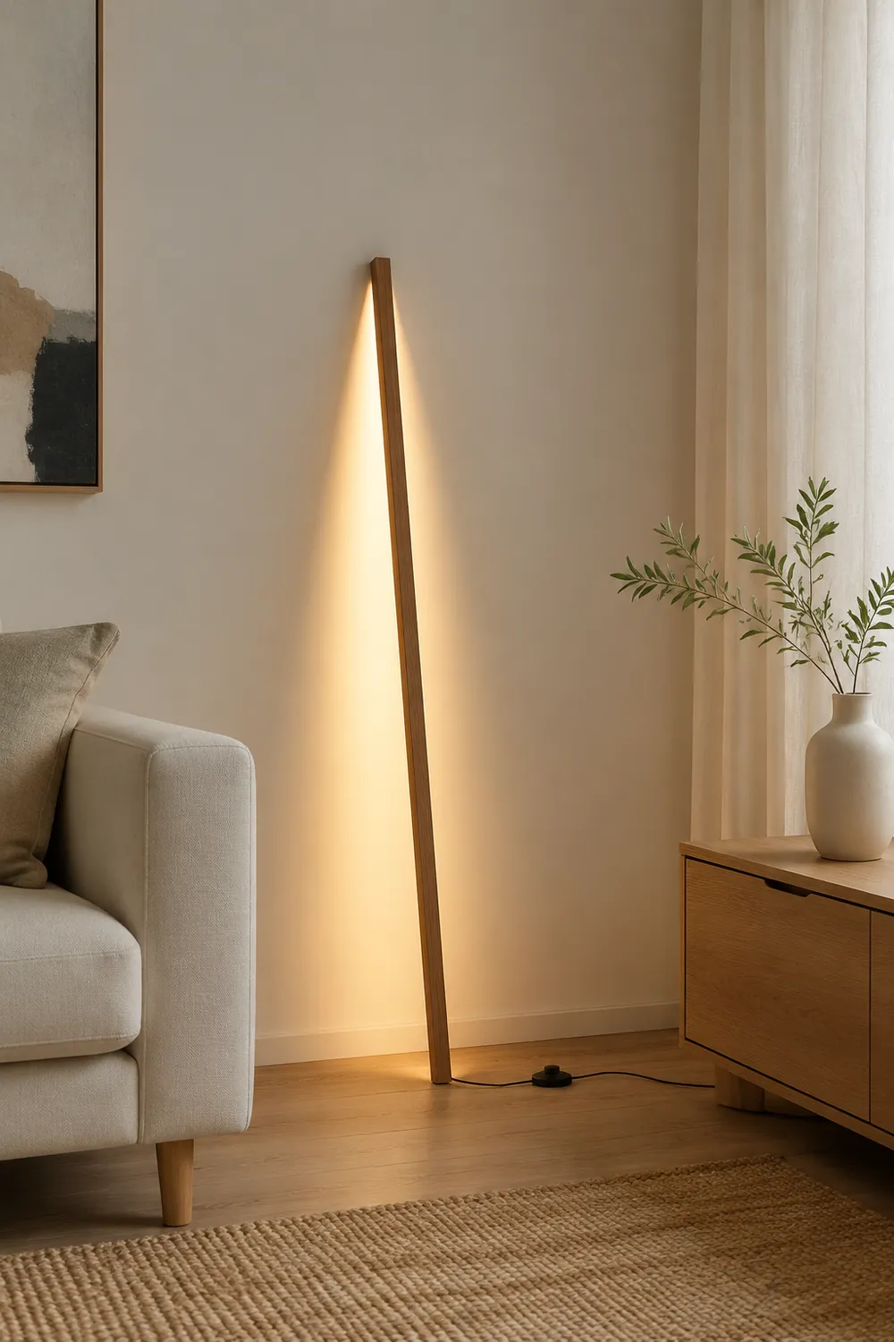 Ozawa Minimalist Linear Wooden 2 Color Floor Lamp - Lumpaz
