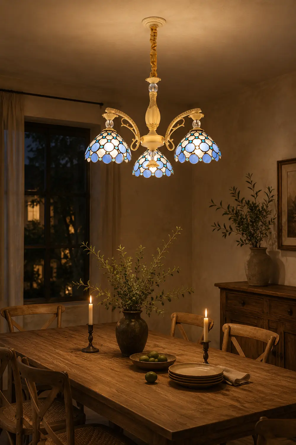 Alessio Mediterranean Branch Glass/Metal Chandelier, Blue - Lumpaz