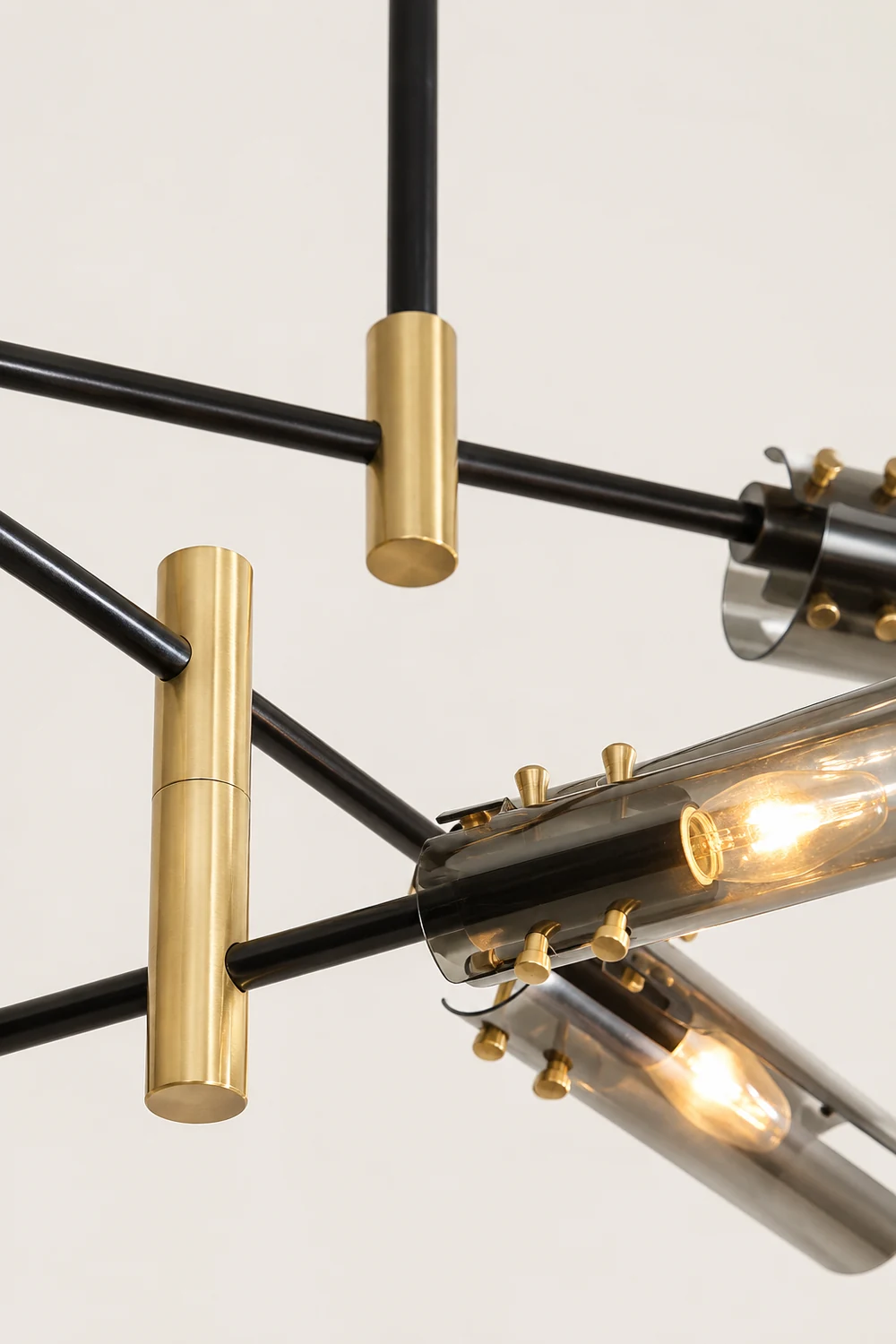 Sanna Modern Metal/Glass Semi-Flush Mount Ceiling Light, Gray/Amber - Lumpaz