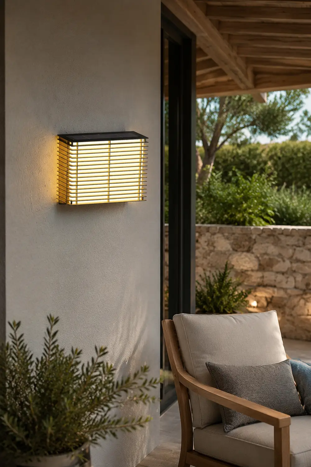 Waterproof Square Grids Stainless Steel Black Modern Solar Wall Lights - Lumpaz