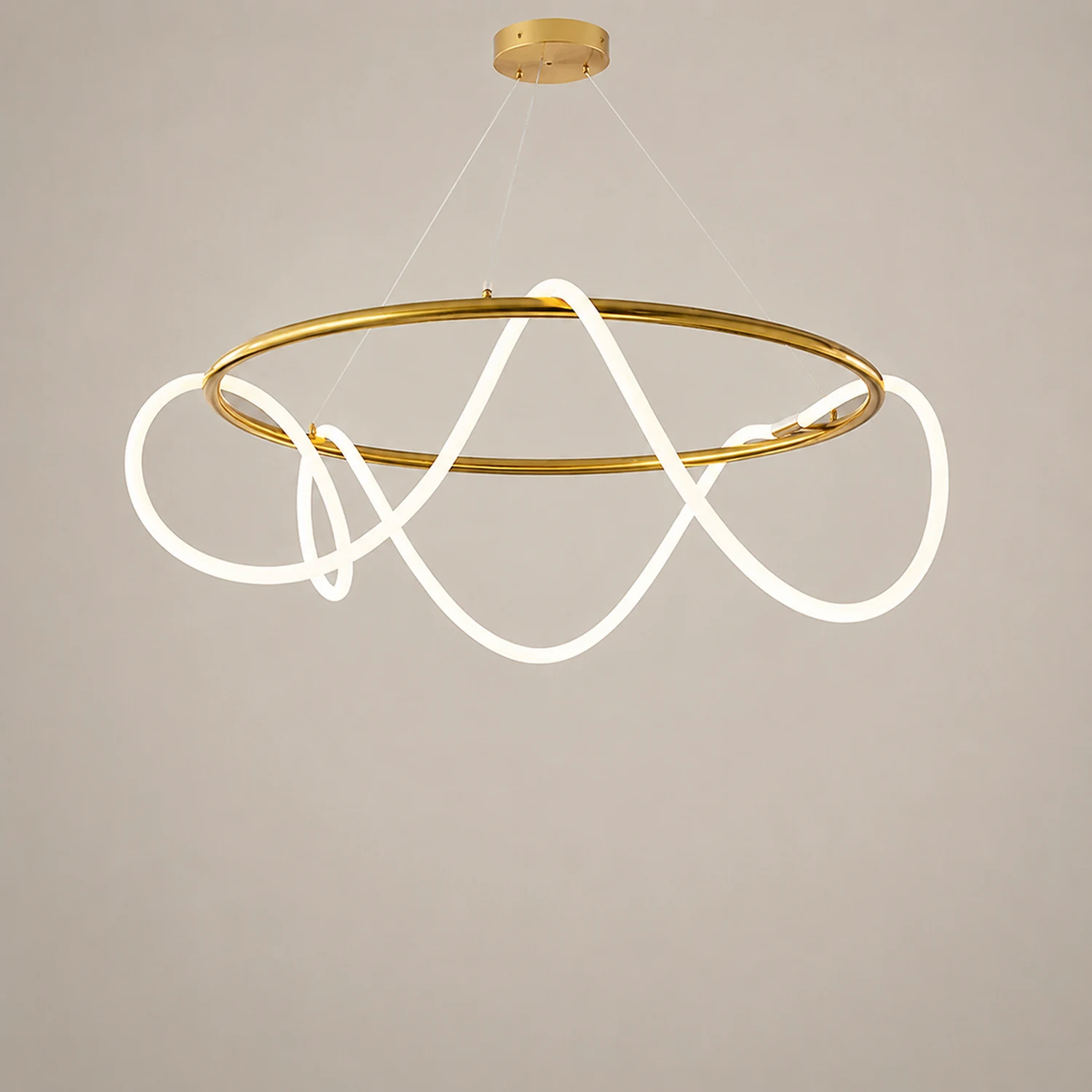 Curved & Linear Semi Flush Mount Ceiling Light, Gold - Lumpaz