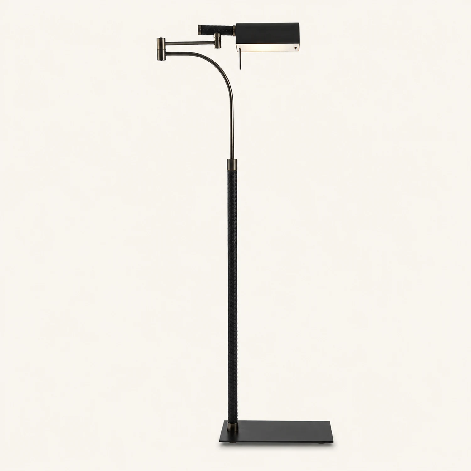 Salgado Design Modern Black Floor Lamp, Leather & Metal - Lumpaz