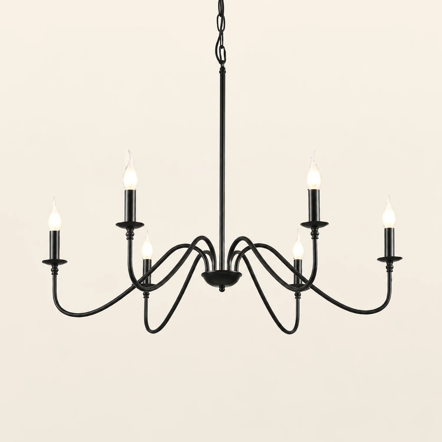 Silva Retro Vintage Candle Metal Chandelier, Black/Gold - Lumpaz