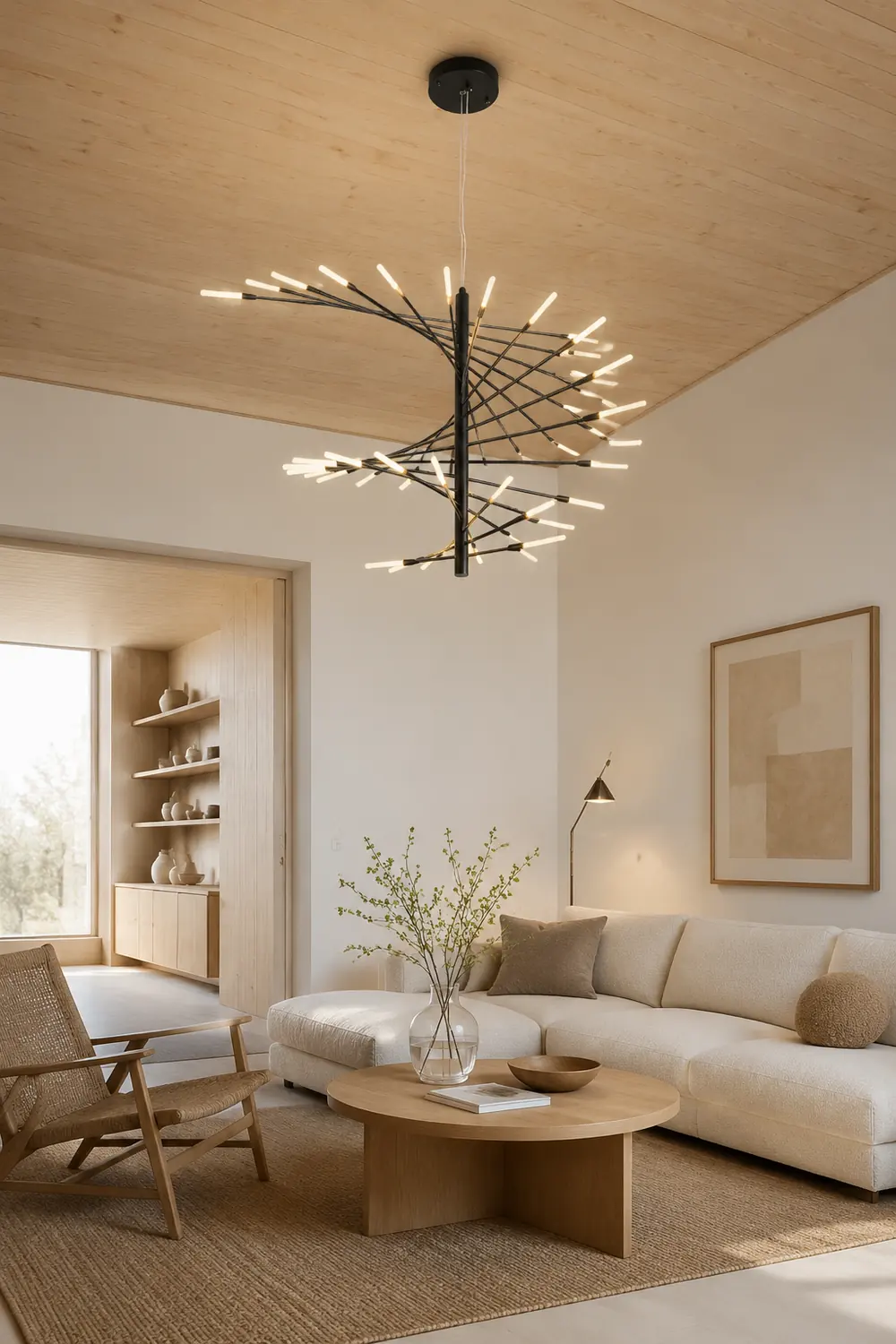 Lowry Modern Chandelier Black/Gold Metal/Acrylic Living Room - Lumpaz